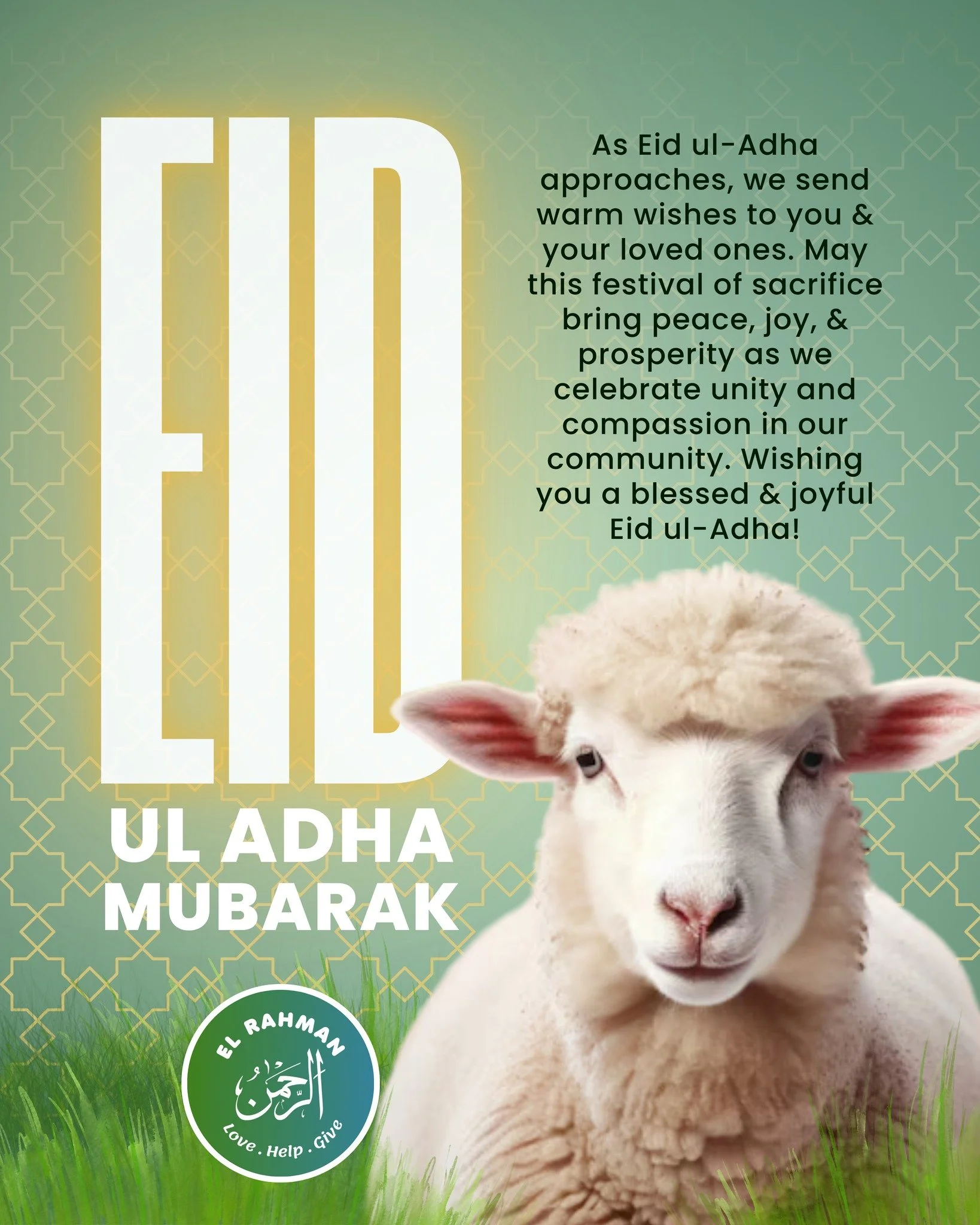 As Eid ul-Adha approaches, we send warm wishes to you &amp; your loved ones. May this festival of sacrifice bring peace, joy, &amp; prosperity as we celebrate unity and compassion in our community. Wishing you a blessed &amp; joyful Eid ul-Adha!

Eid