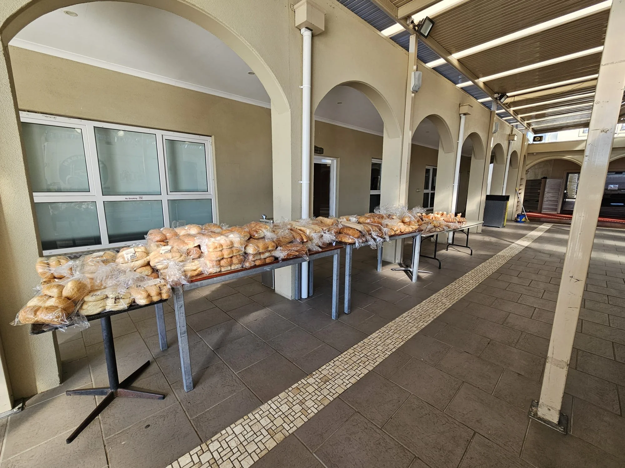 Fresh bread is delivered to local mosques, free for anyone attending!