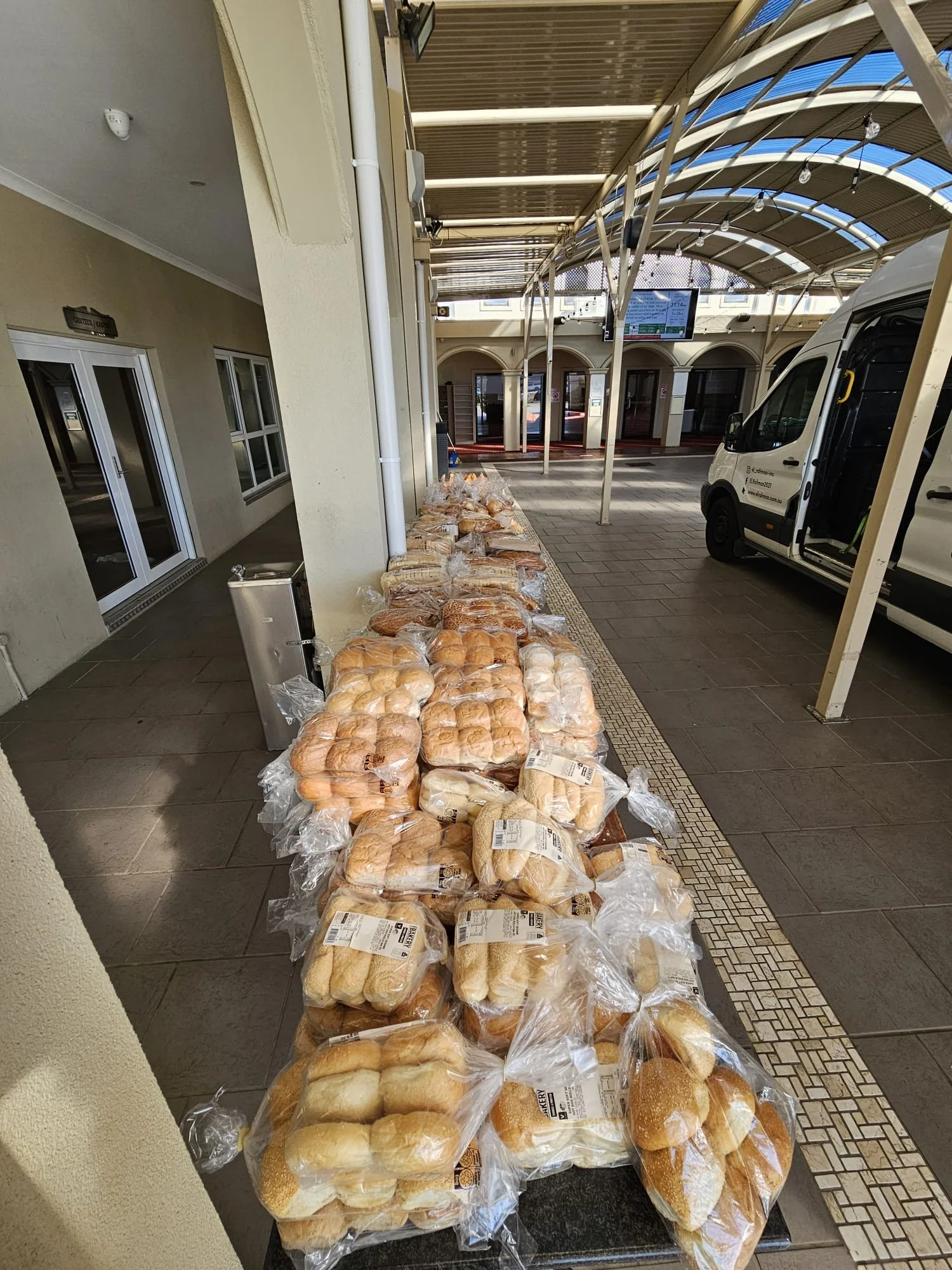 Fresh bread is delivered to local mosques, free for anyone attending!