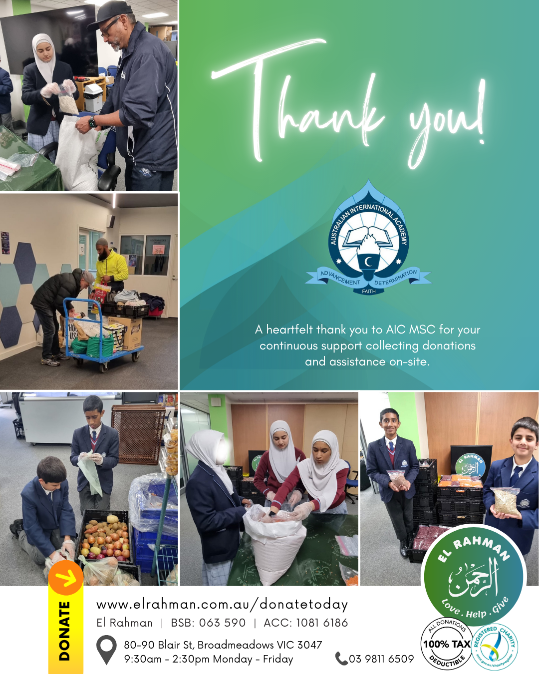 Once again, we extend our sincere gratitude to AIC MSC for your unwavering support in collecting donations and providing on-site assistance.