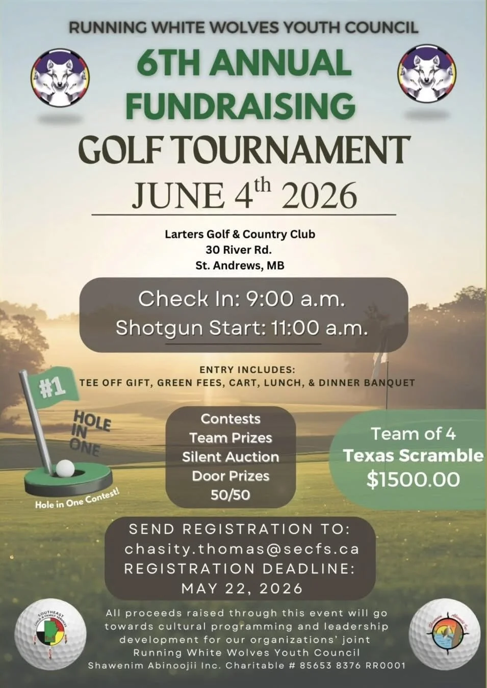Shawenim Abinoojii Inc. 6th Annual Running White Wolves Youth Council Golf Tournament Fundraiser
