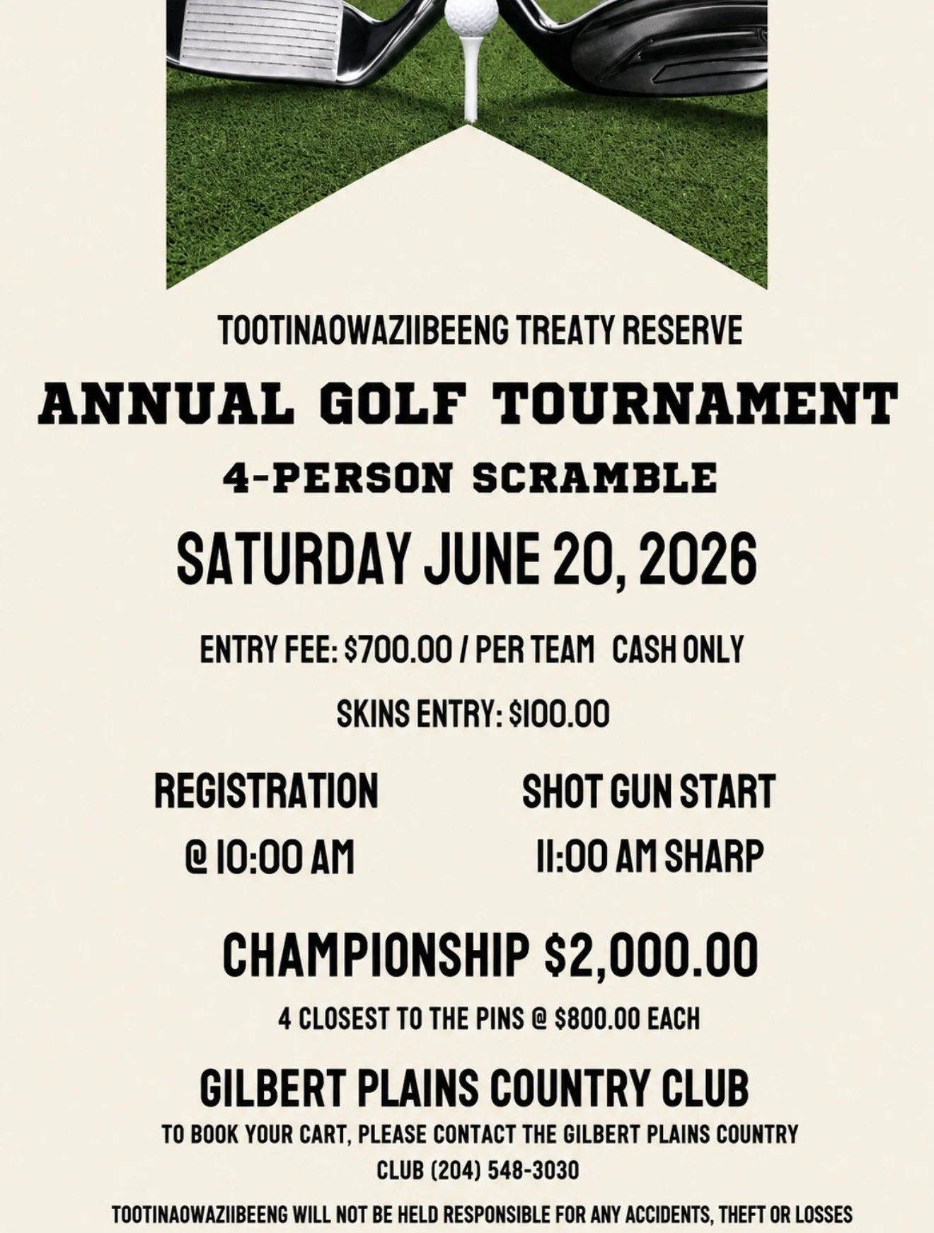 TOOTINAOWAZIIBEENG TREATY RESERVE ANNUAL GOLF TOURNAMENT