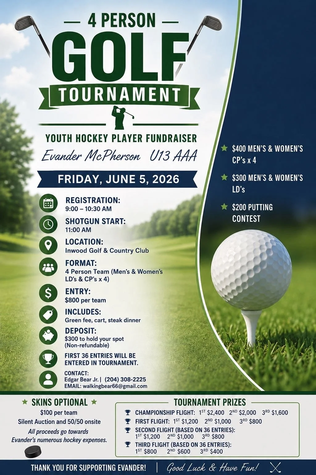 Youth Hockey Player Fundraiser