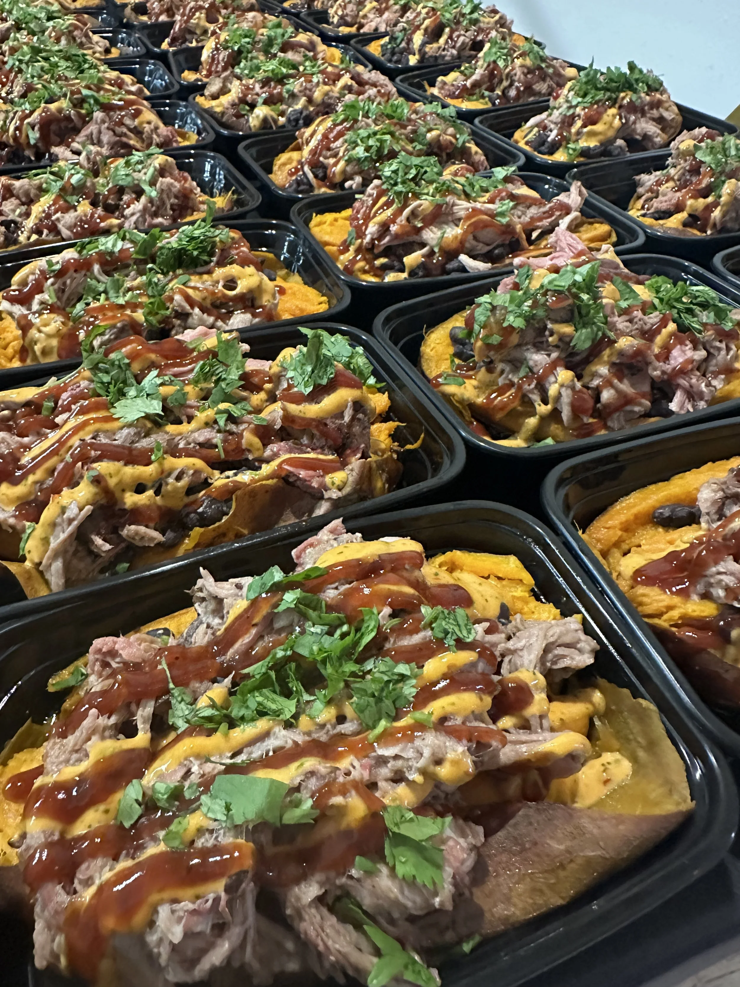 Southwestern Loaded Pulled Pork Sweet Potato