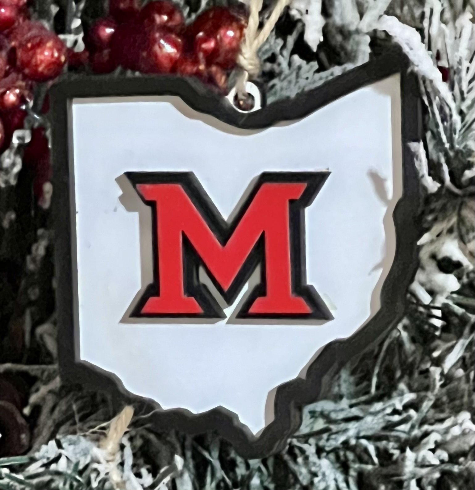Miami Ohio layered ornament