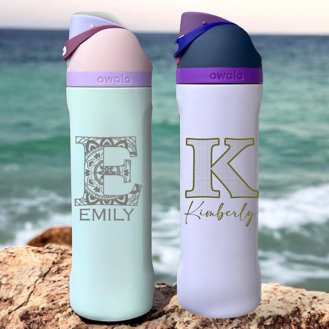 Personalized Owala 24oz FreeSip Custom Engraved Water Bottle Initial and name