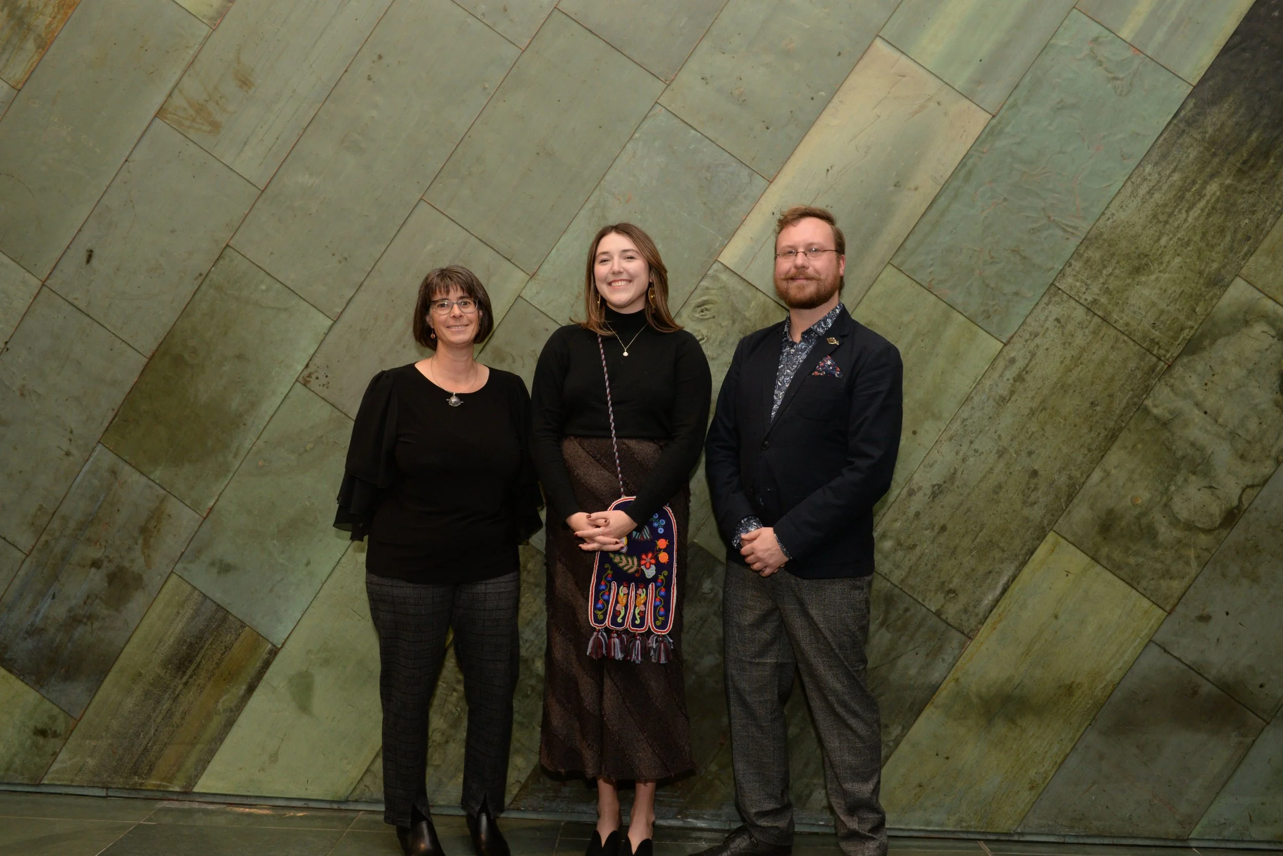 Photo of (L to R): Andrea Reichert (curator of the MCML), Margaret (project coordinator) & Eric Napier-Strong (curator of Ross House and Seven Oaks House Museum).