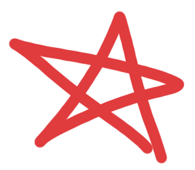 A red hand-drawn star.
