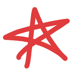 A red hand-drawn star.