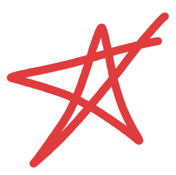 A red hand-drawn star.