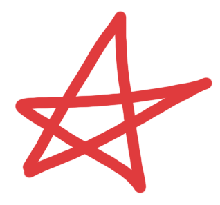 A red hand-drawn star.