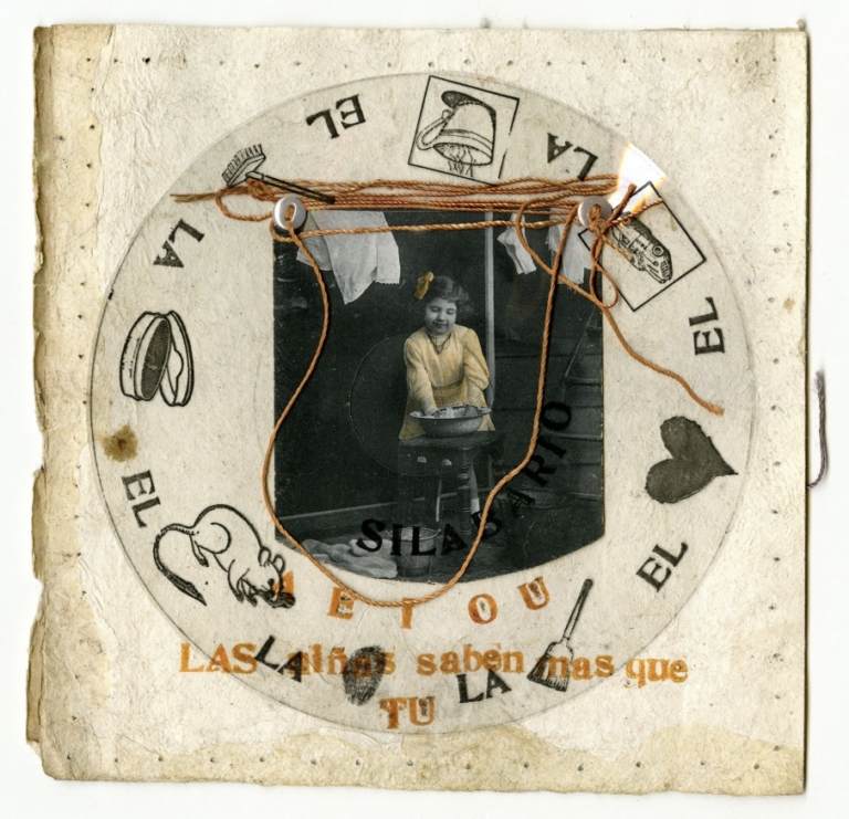 Image: Yani Pecanins, Silabario [Spelling Book] (detail), 1989. Mixed media, 26 x 20 cm. Uniqueedition. Fondo El Archivero, Centro de Documentación Arkheia, MUAC (DiGAV, UNAM). Acquisition, 2012.