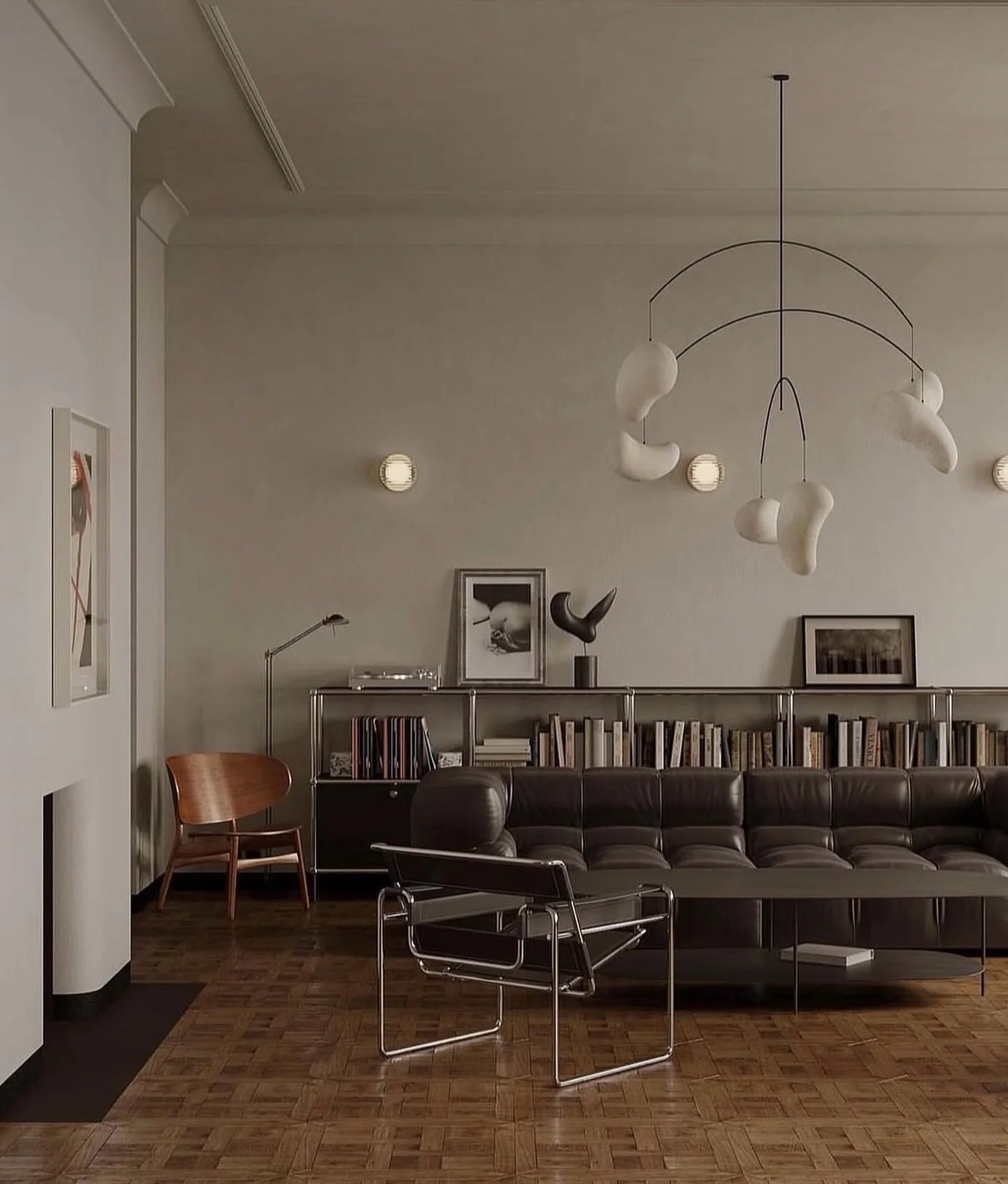 The new-age bachelor pad. A refined blend of Bauhaus rationalism and organic modern warmth. Chrome meets leather, geometry meets curve, and restraint becomes its own kind of luxury.