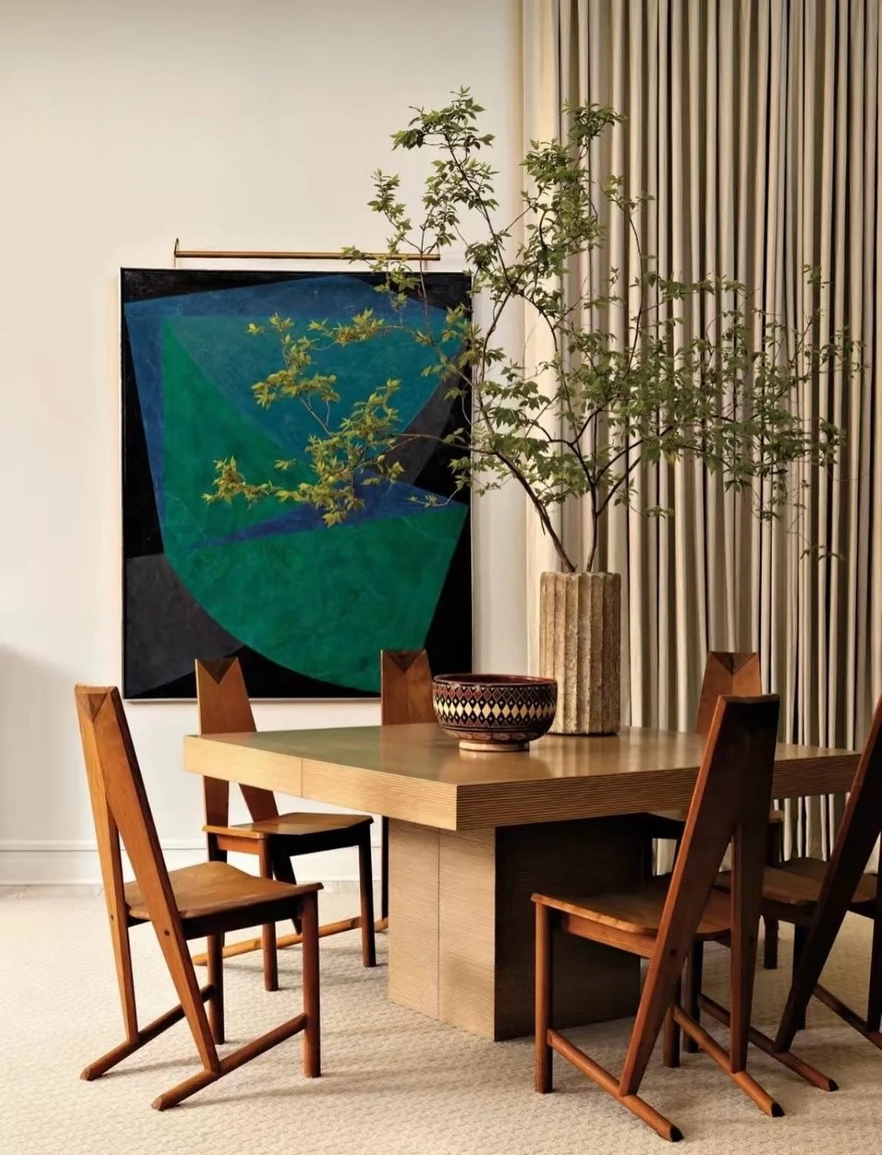 Design Detail: Dining chairs as sculpture.
Vintage 1980s French dining chairs. The &ldquo;FCH1A&rdquo; chair, designed by S&oslash;ren Nissen and Ebbe Gehl for Seltz.