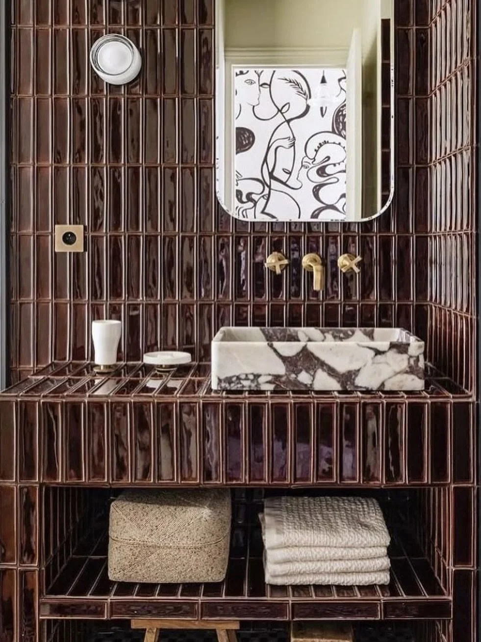 Repetition Study: Glazed tile and gridwork.