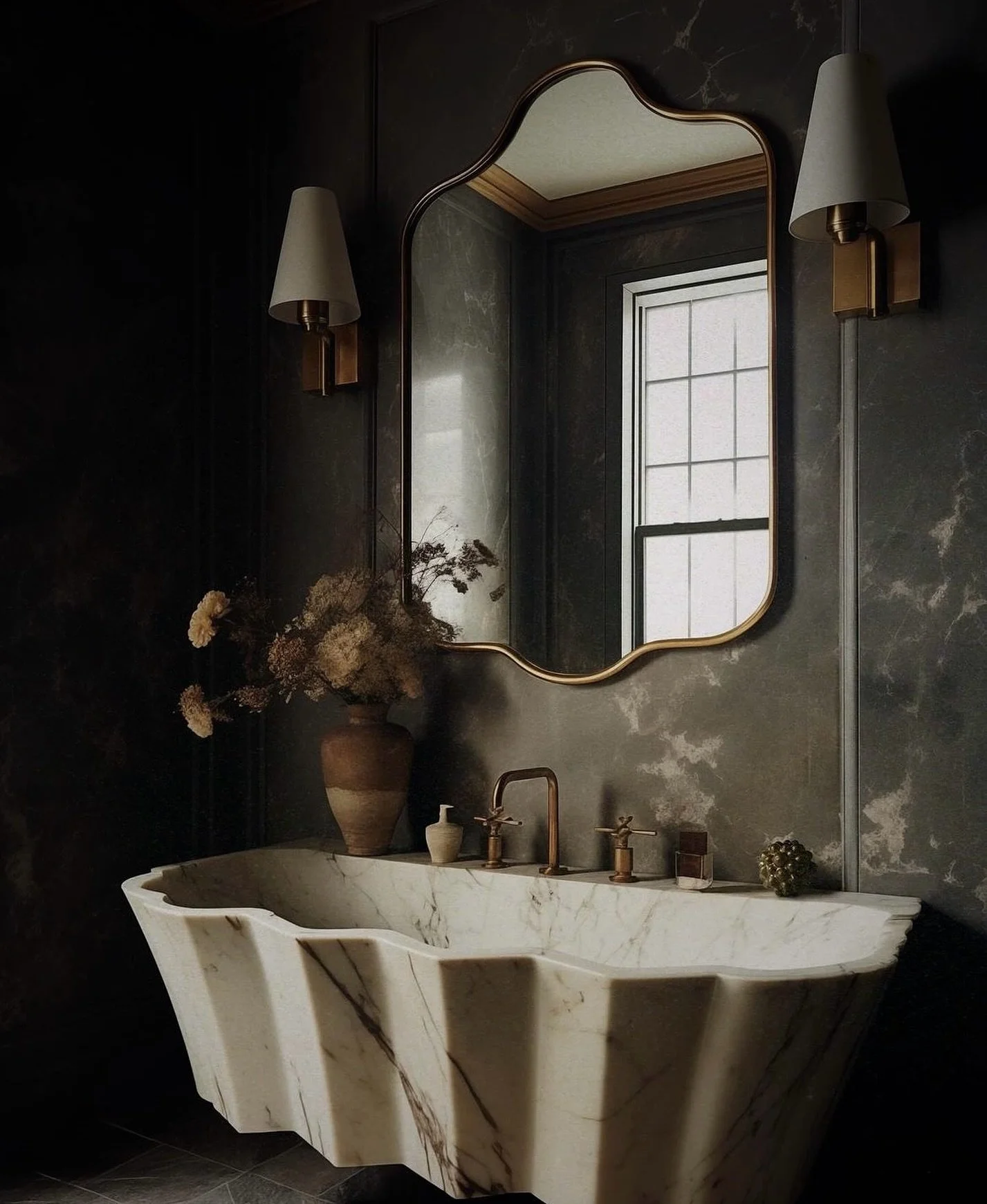 The kind of powder room that makes you forget you came in for a mirror check.