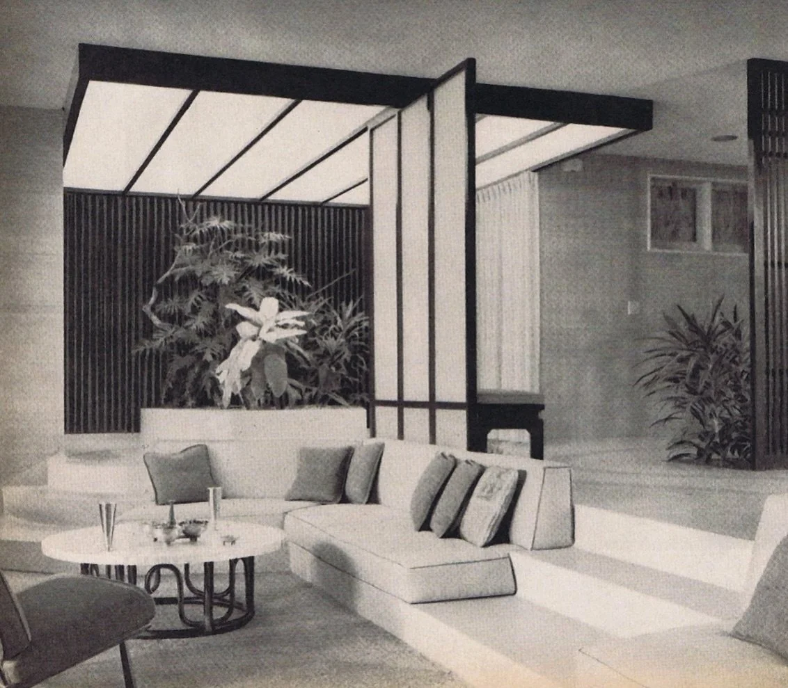 Philmer J. Ellerbroeks contemporary 1950s living room that feels lofty yet cozy.