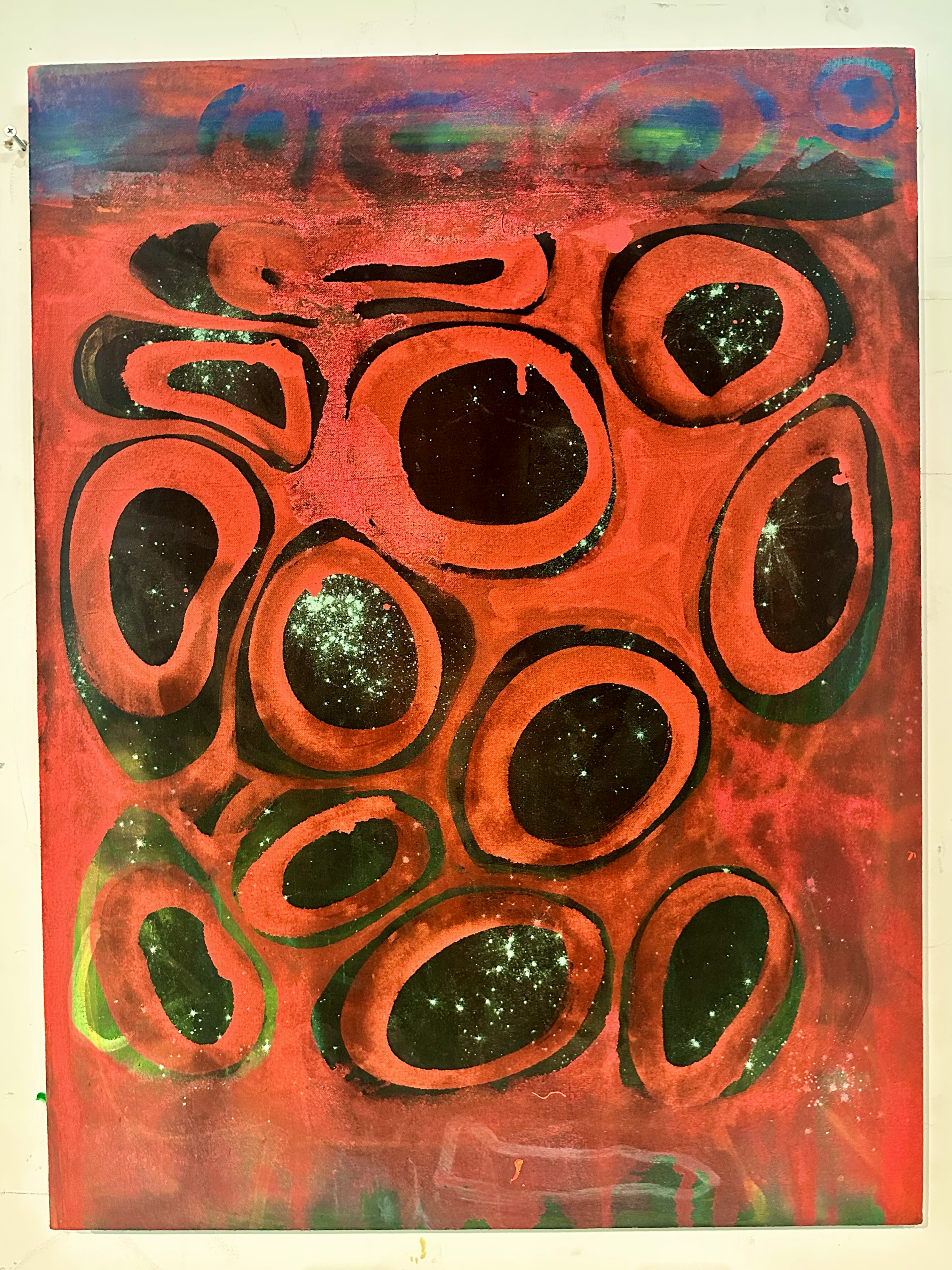 "Cosmic Orbs"
24" x 36"
Acrylic on canvas 
2025