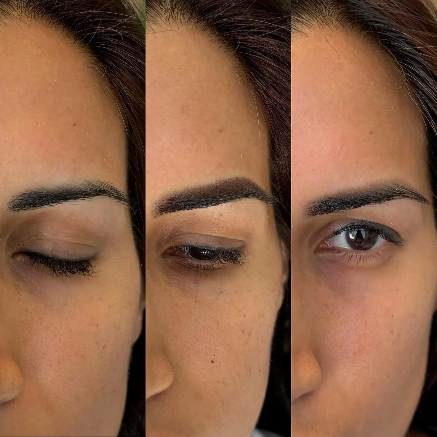 POWDER BROWS

Left: nudie brows 
Middle: freshly done and bold
Right: healed after one session. Soft and ready to be perfected at our touch up.