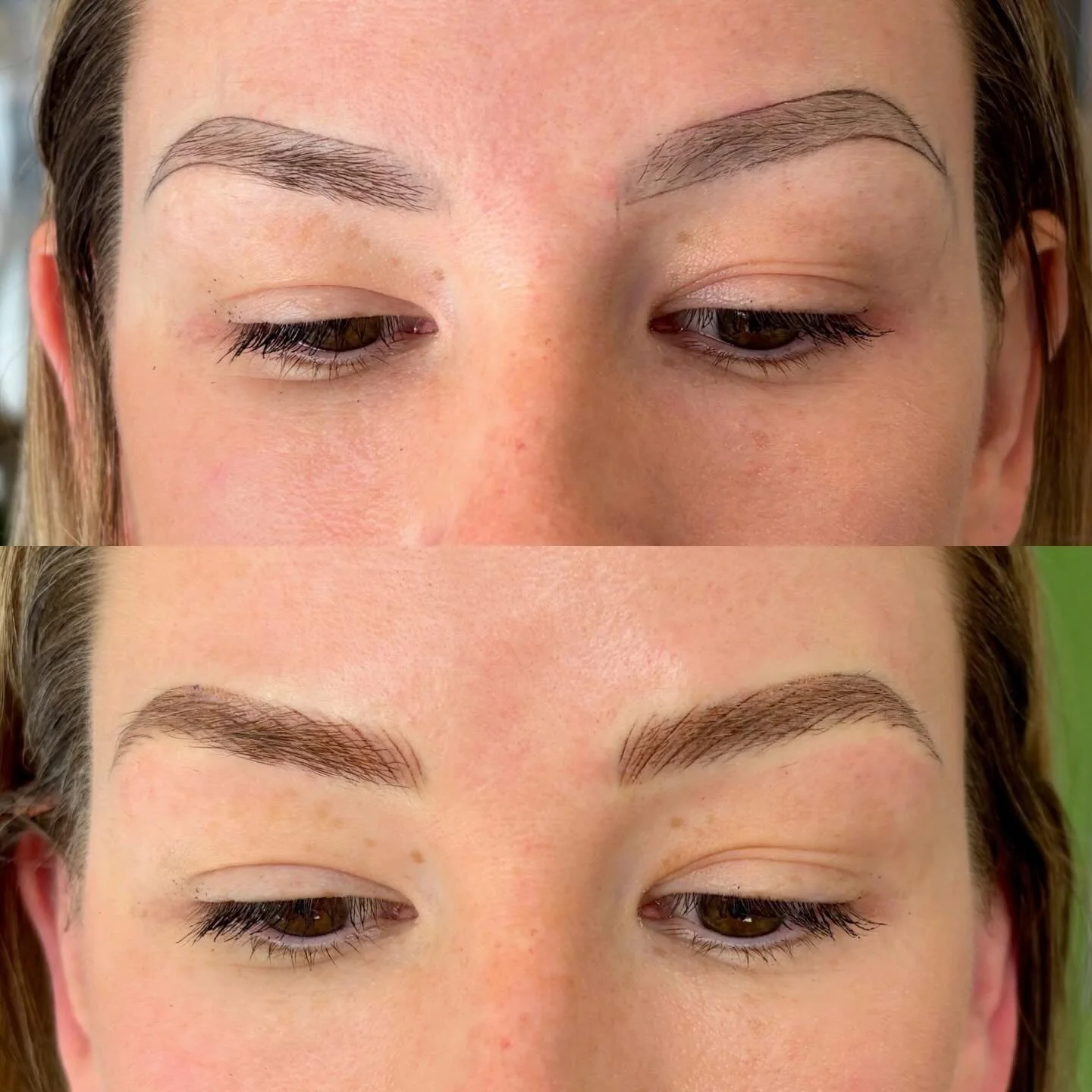 Symmetry&hellip; I&rsquo;ve got a few thoughts. 
I used to focus much more on making brows perfectly symmetrical. Over time I found that if you have a high low brow you have to just accept it to some degree. Trying to force a tattoo significantly abo