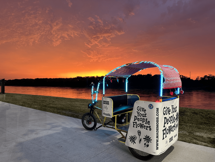 EZ Pedicabs at sunset on the KC waterfront