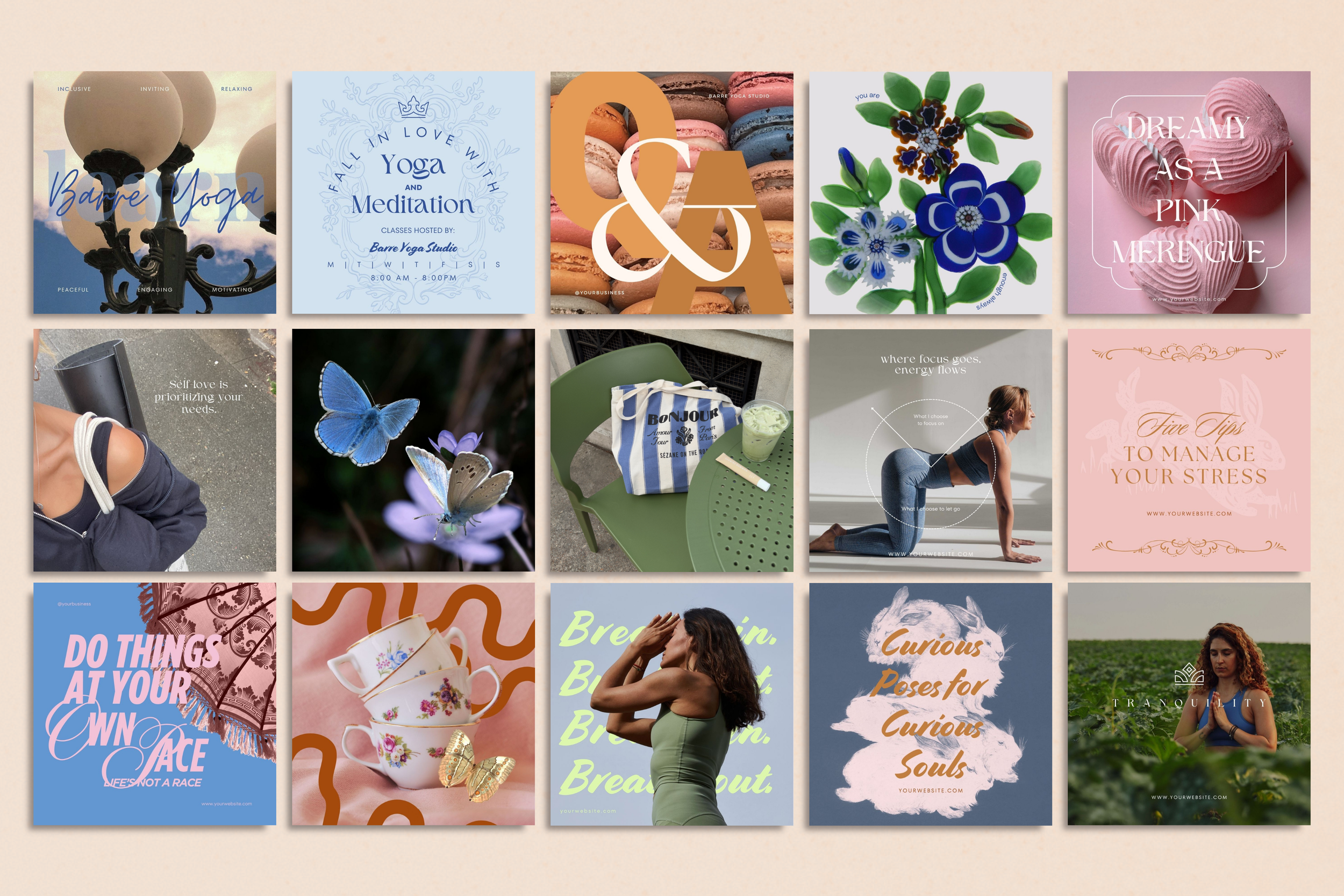 Barre Yoga Canva Template Bundle 4