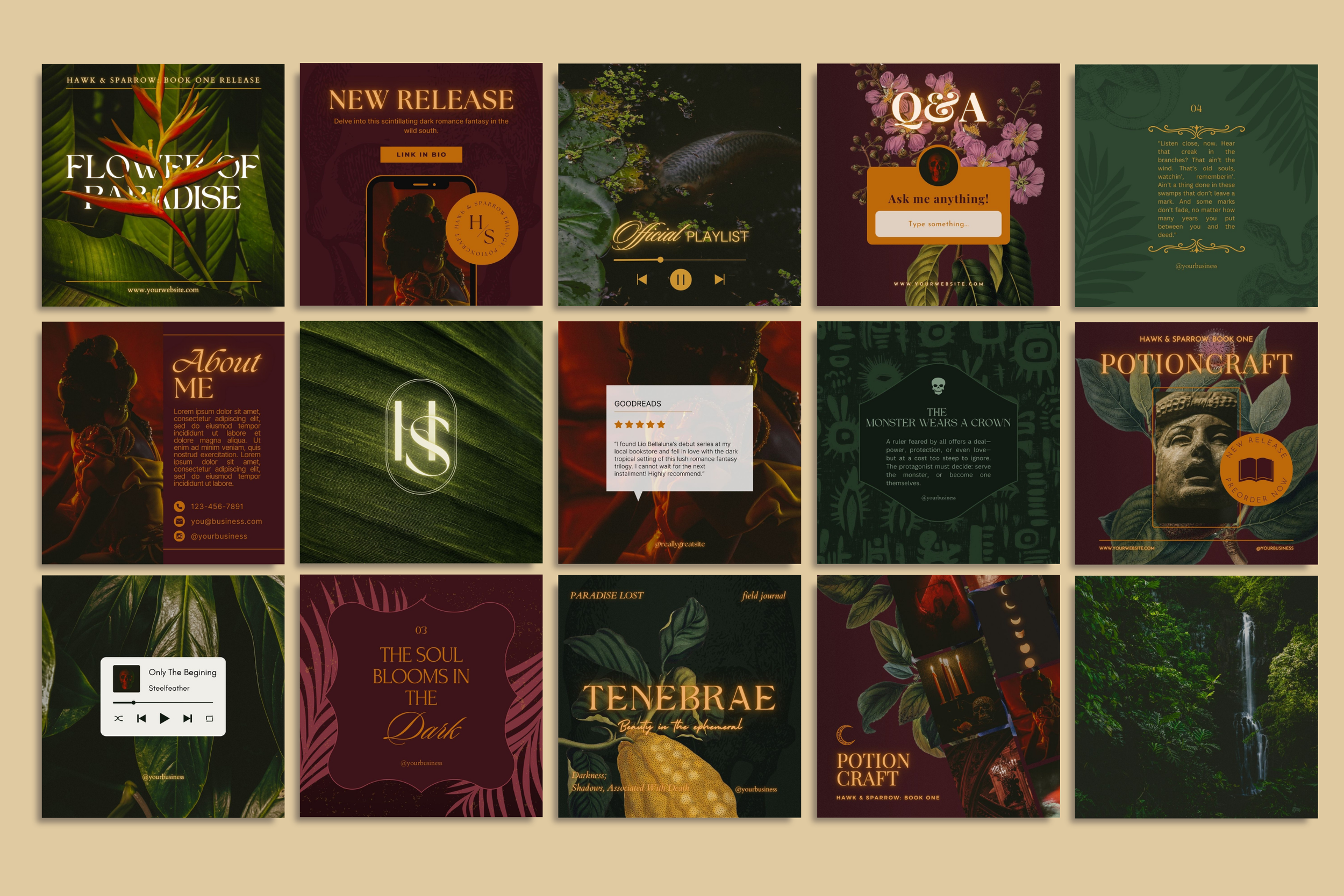 Dark Tropical Canva Template Bundle 4