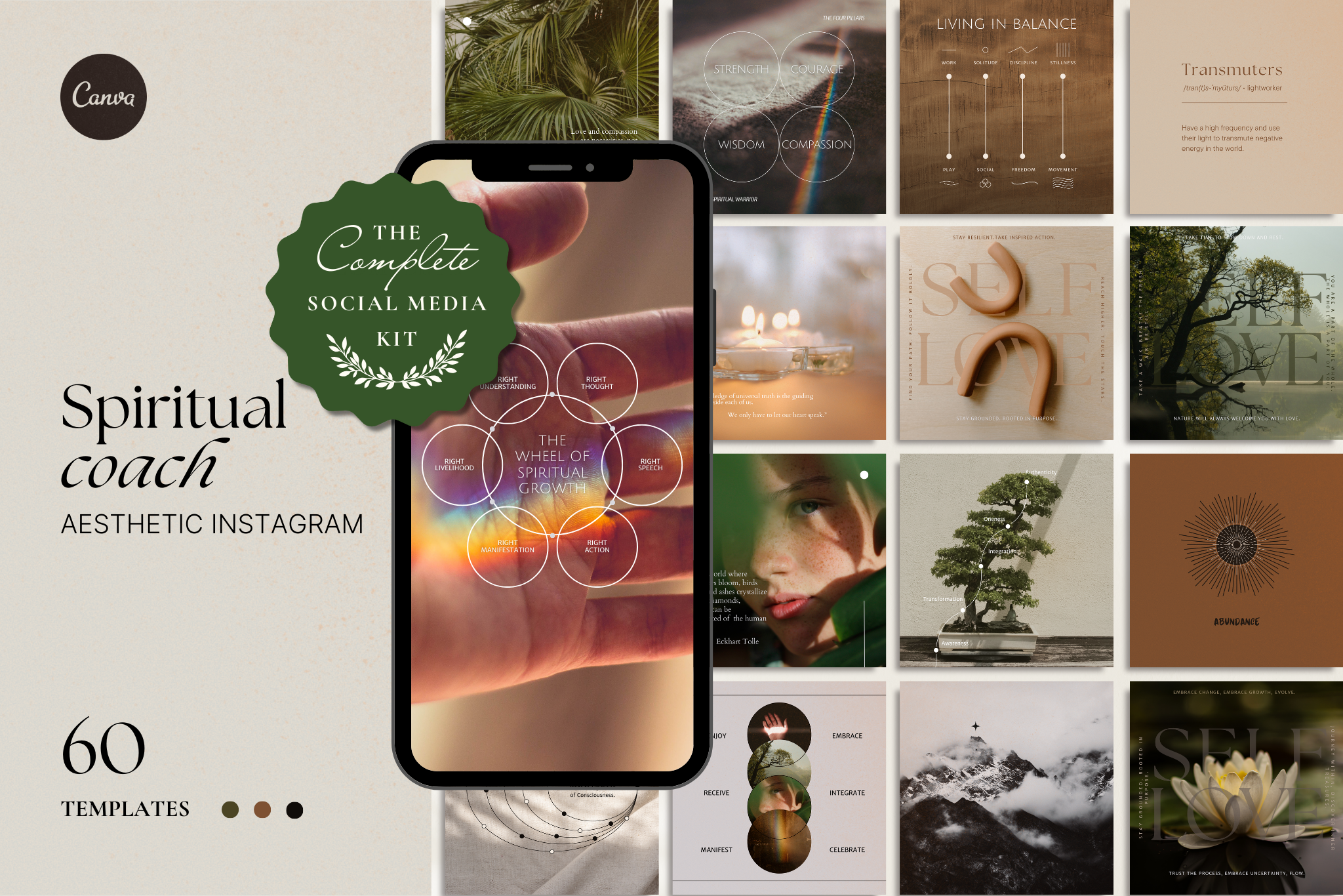 Spiritual Coach Canva Social Media Template Bundle