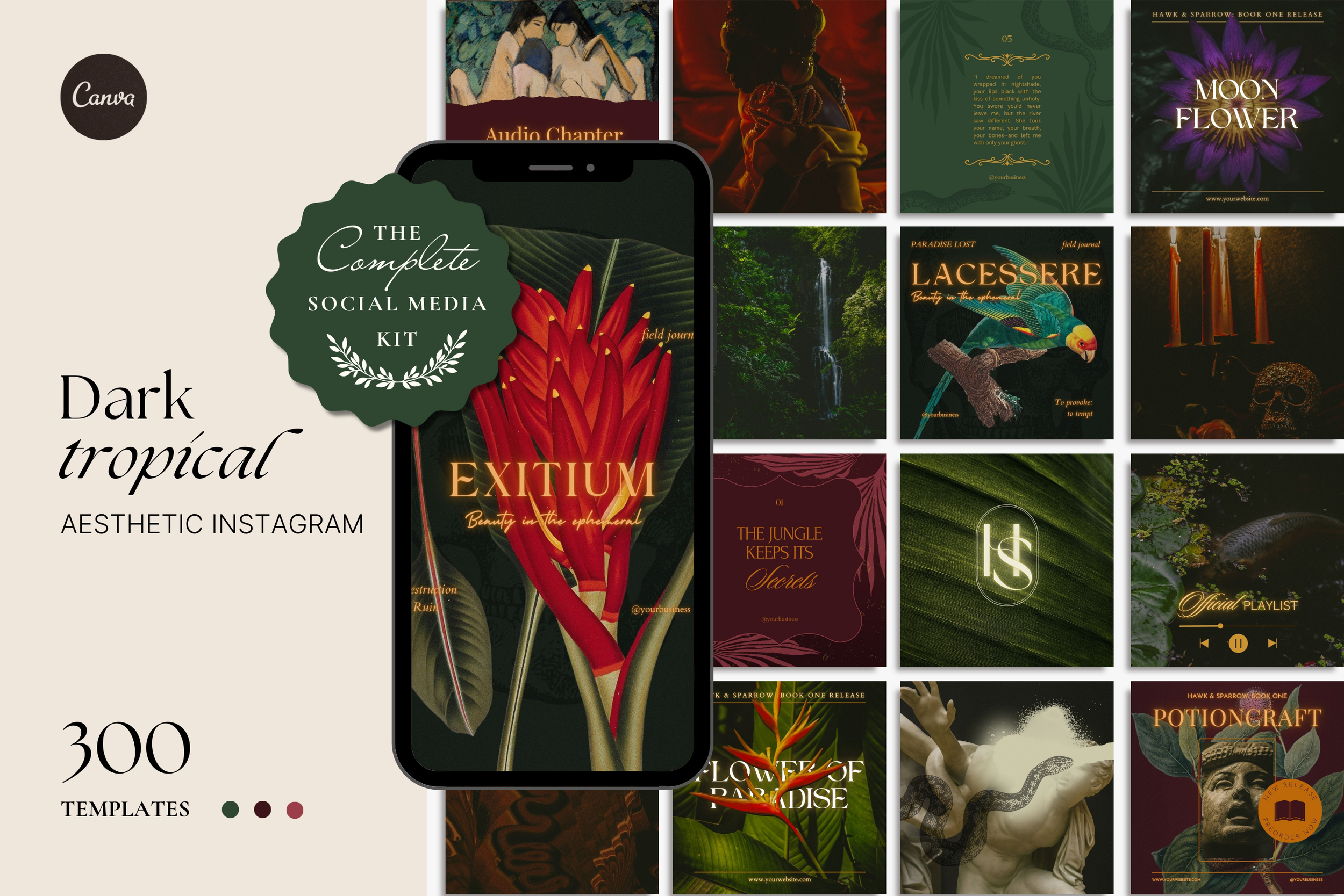 Dark Tropical Canva Template Bundle 1