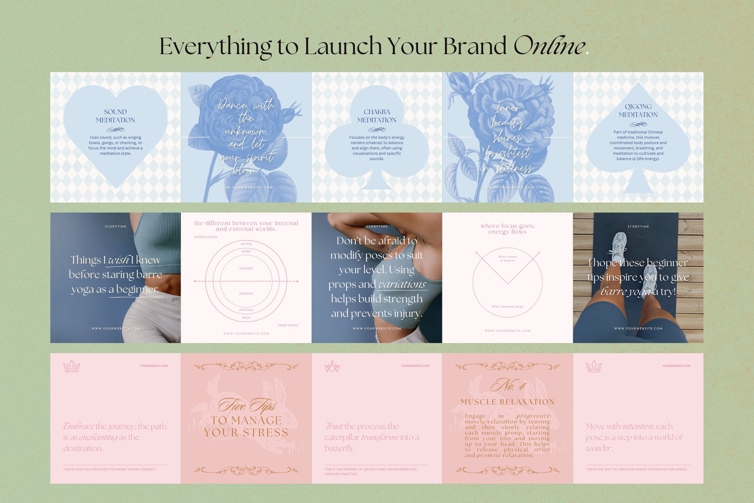 Barre Yoga Canva Template Bundle 12