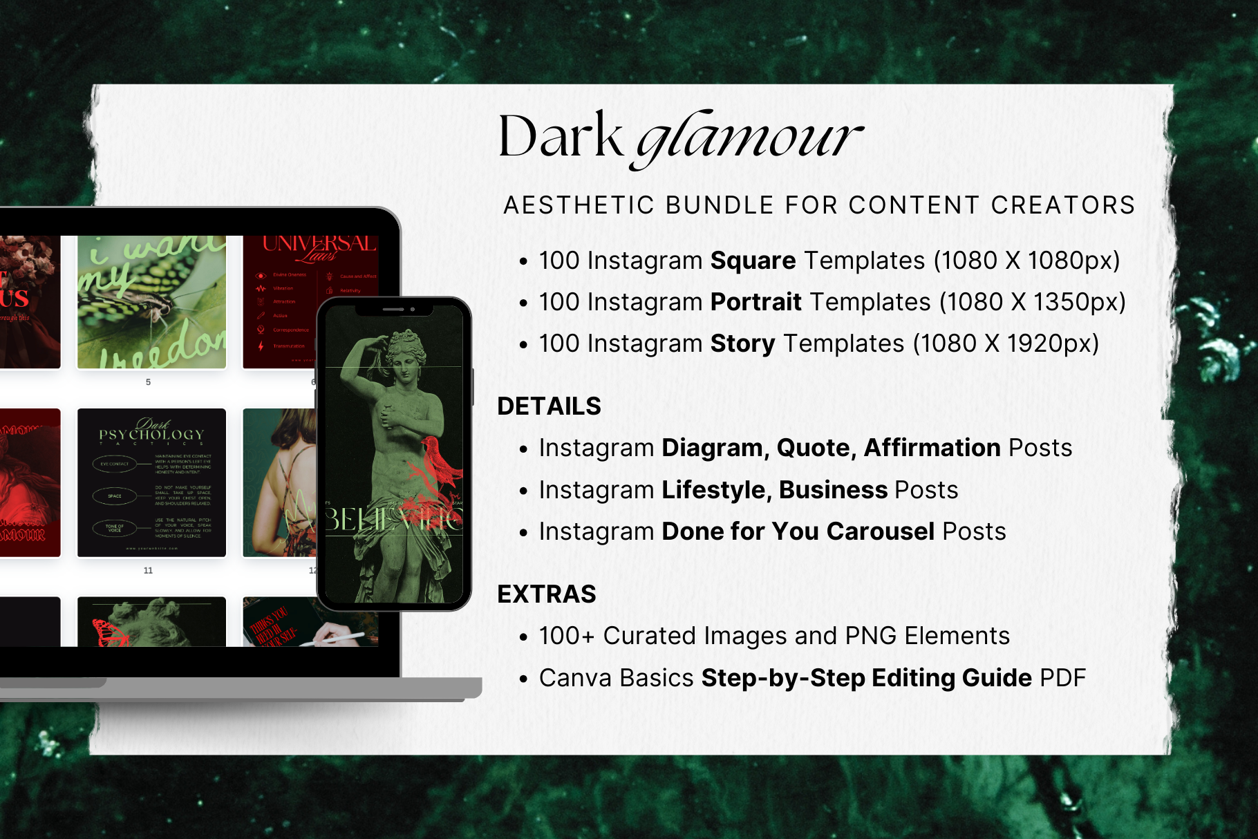 Dark Glamour Canva Template Bundle 2