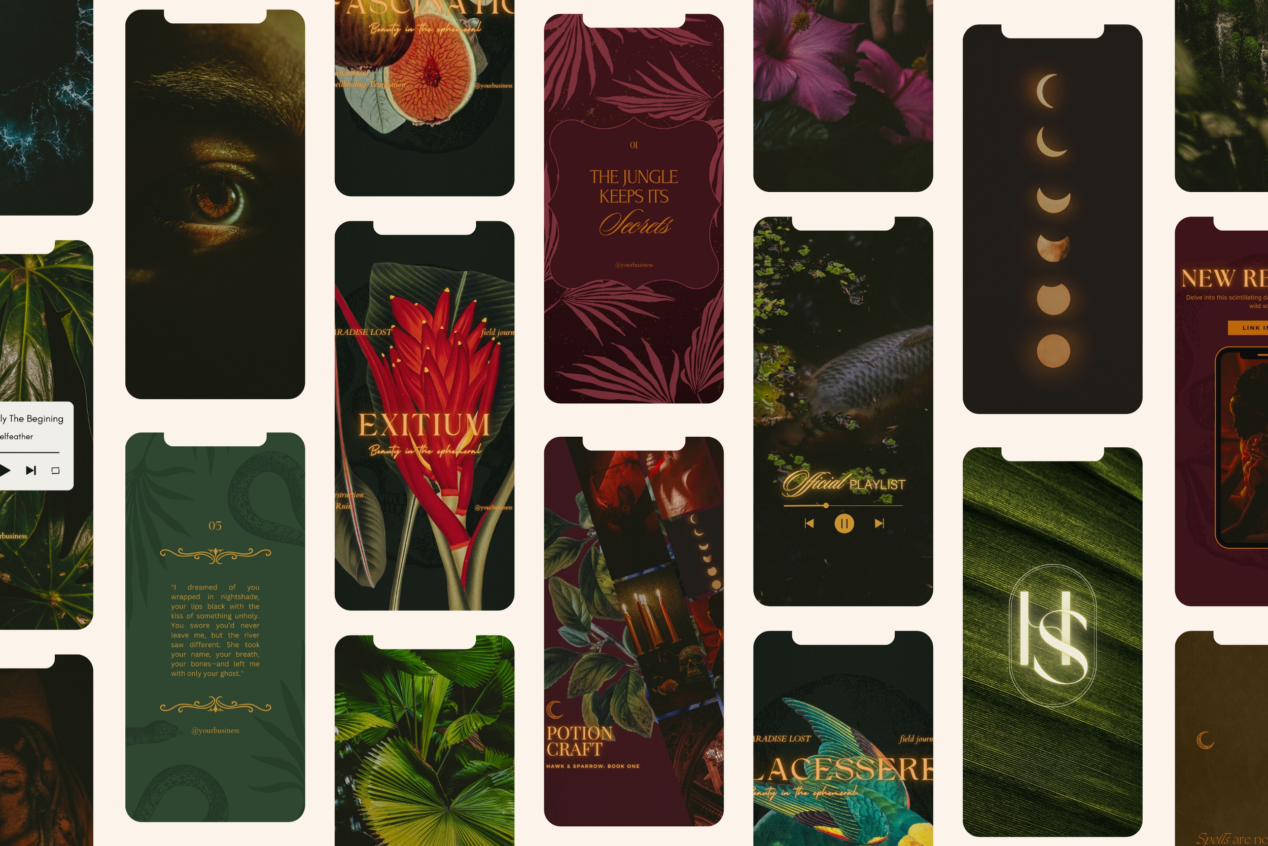 Dark Tropical Canva Template Bundle 12