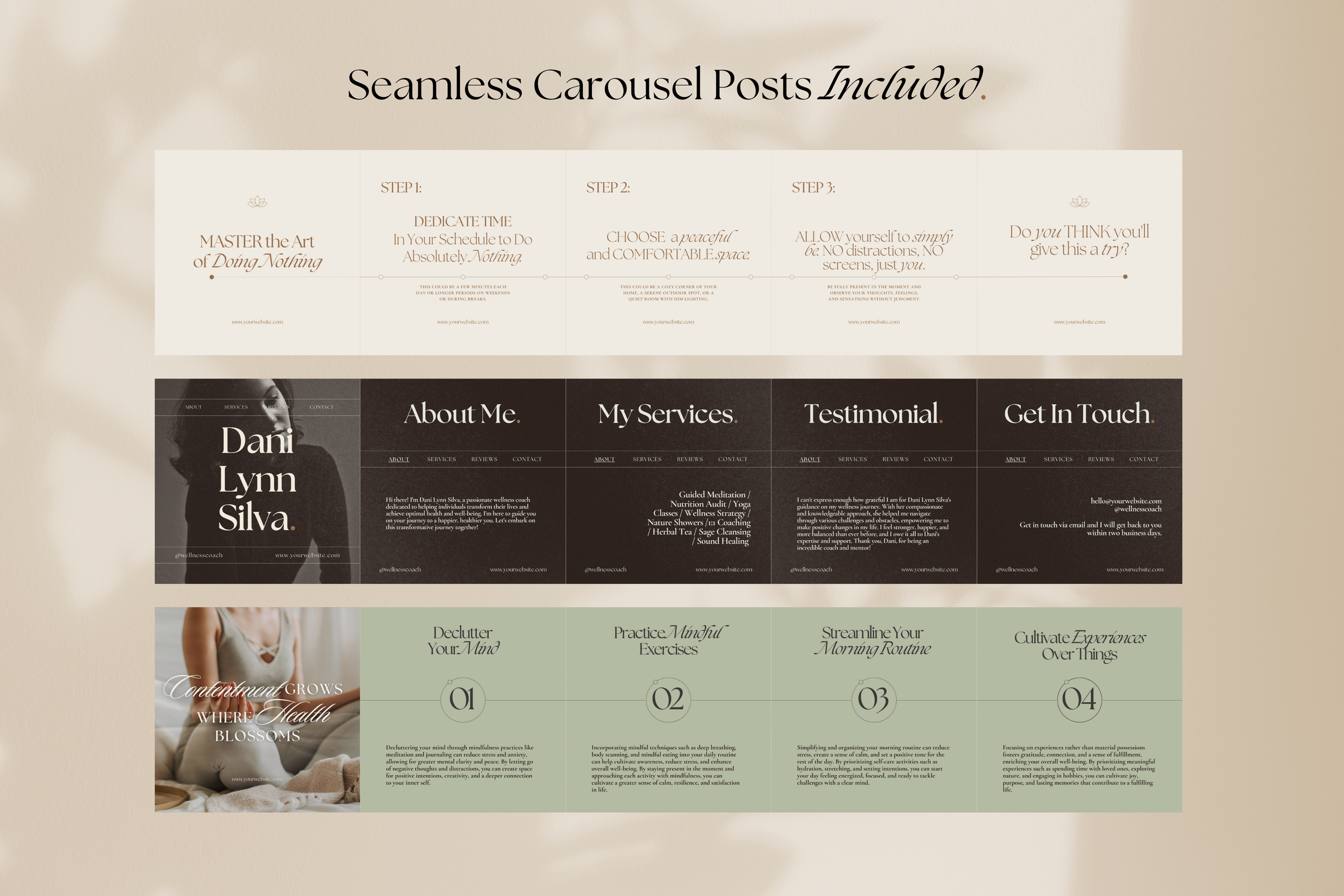 Wellness Coach Canva Social Media Template Bundle 12