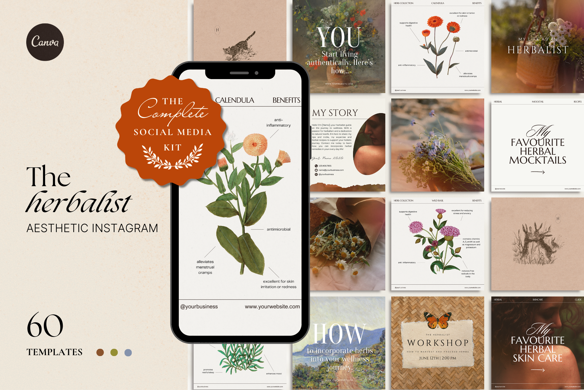 The Herblist Canva Social Media Template Bundle