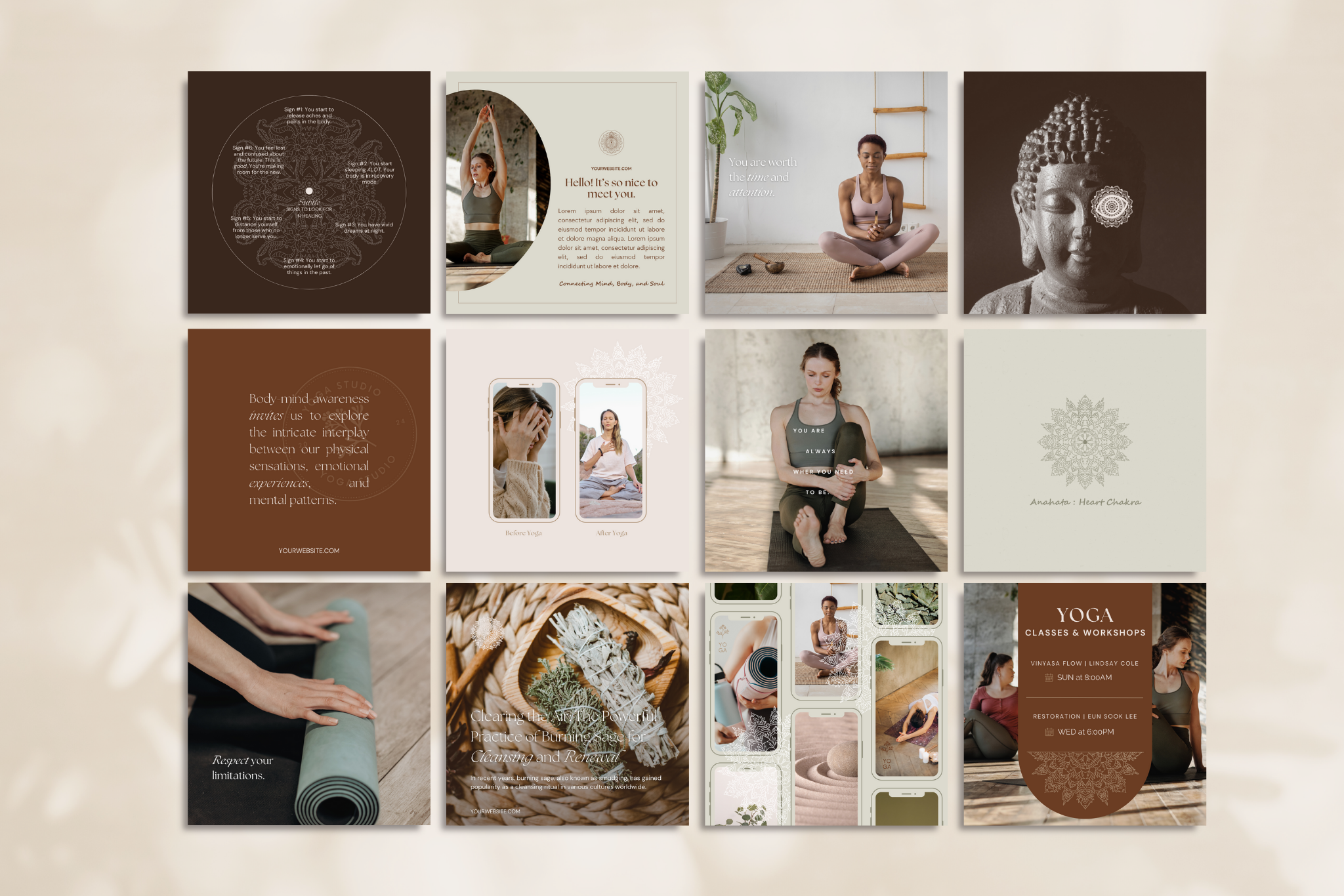 Yoga Instructor Canva Social Media Template Bundle 5