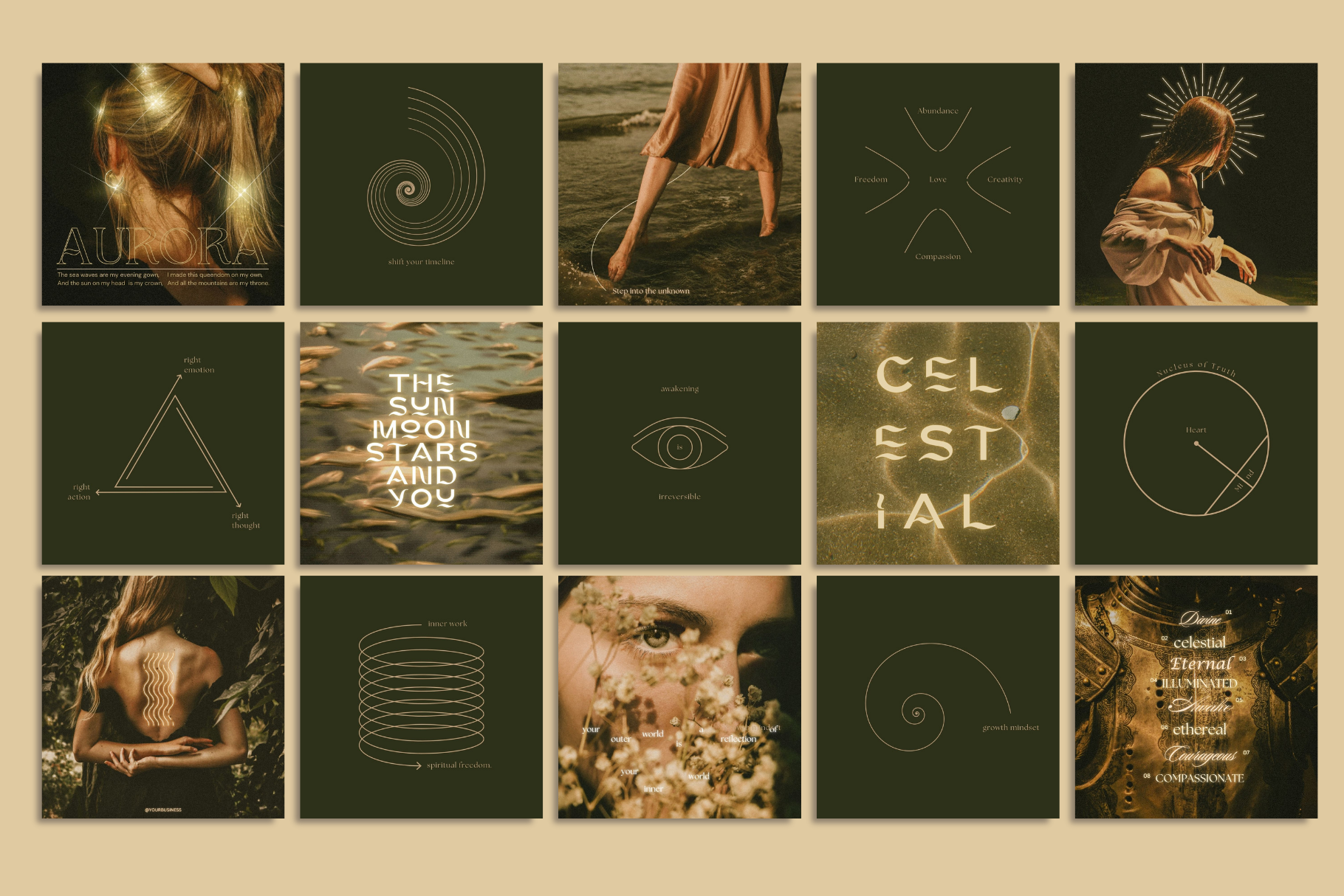 Celestial Gold Canva Template Bundle 4