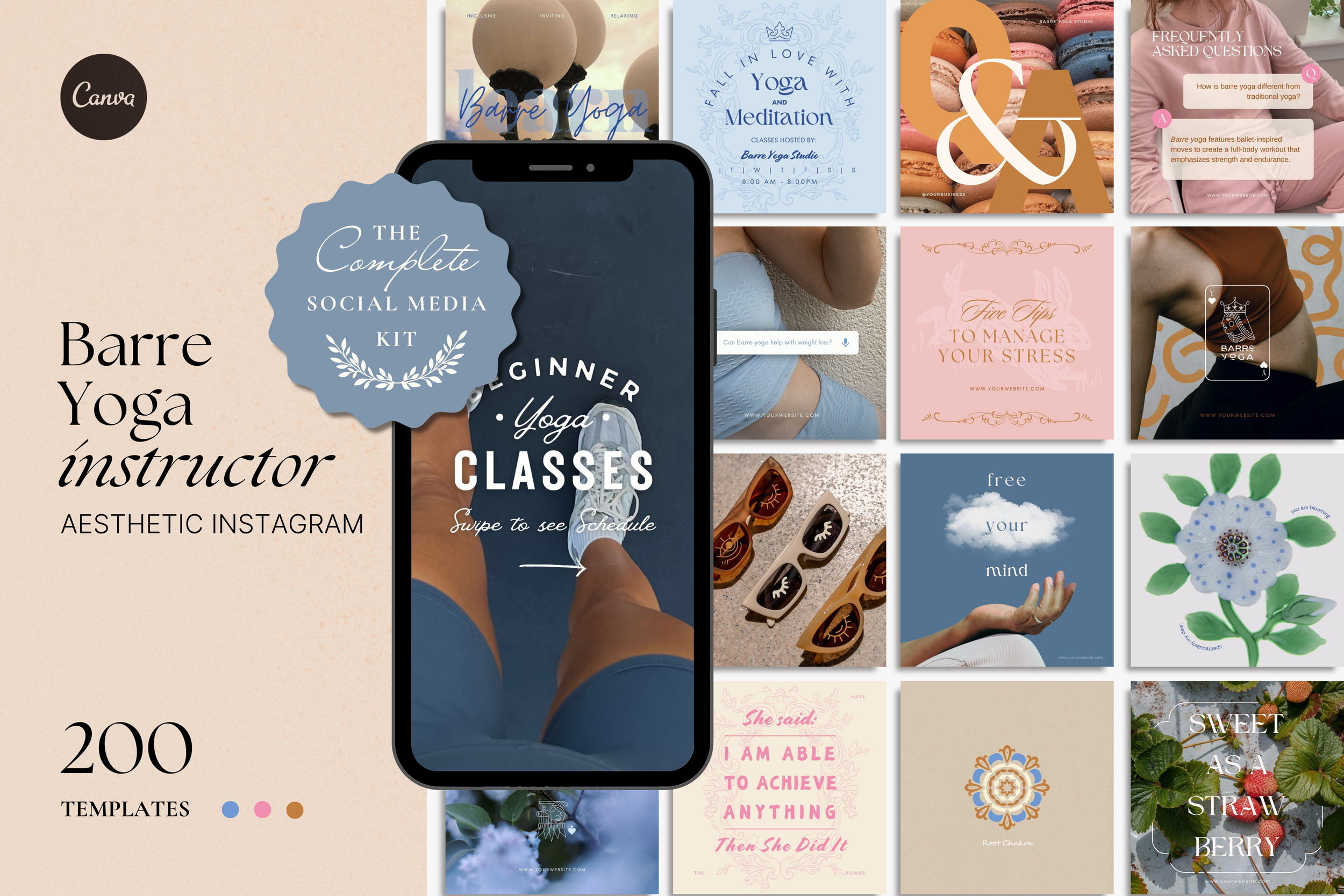 Barre Yoga Canva Template Bundle 1