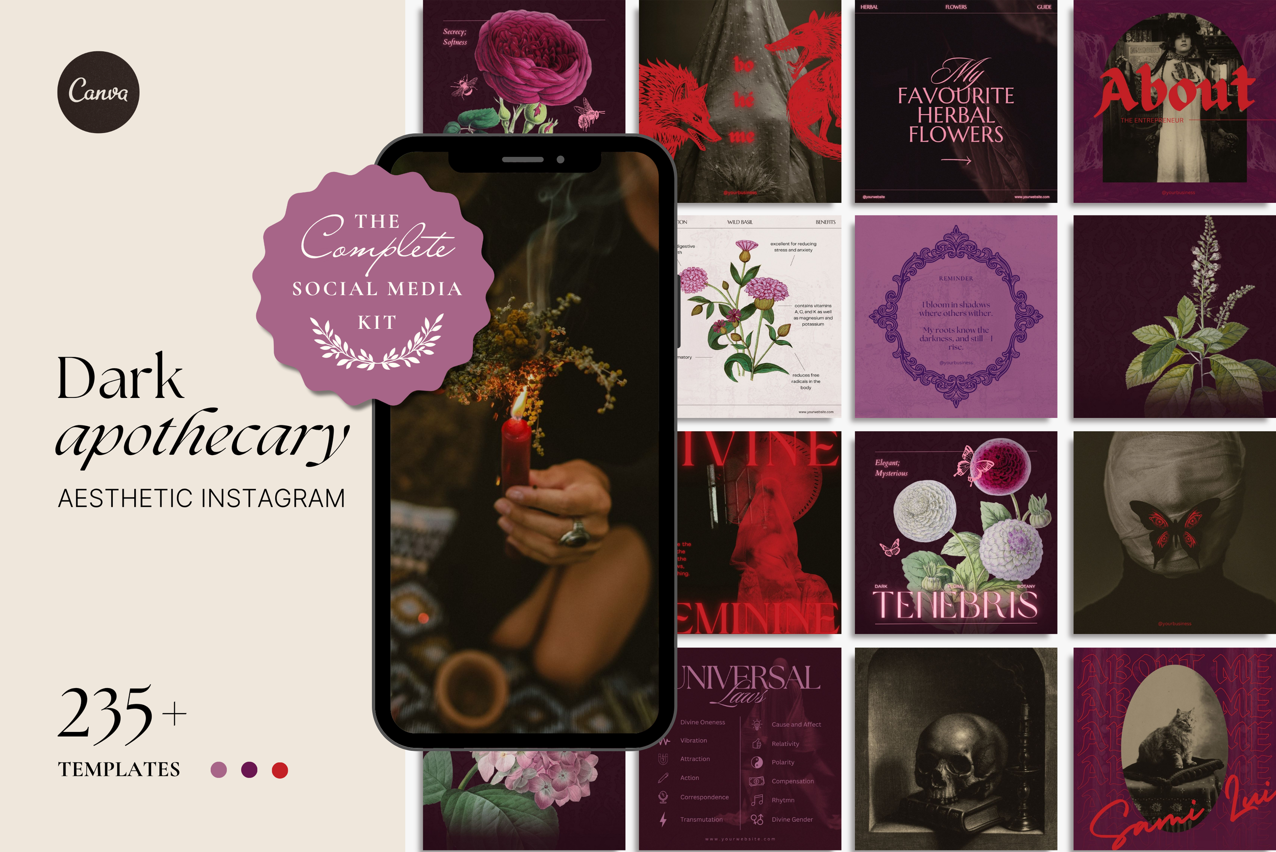 Dark Apothecary Canva Template Bundle 1