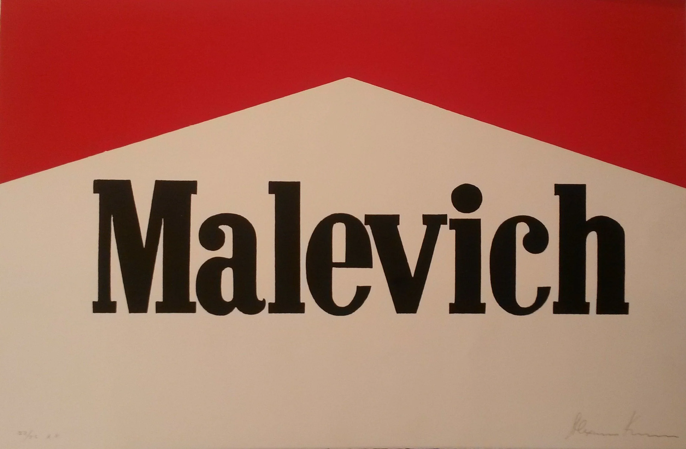 Alexander Kosolapov, "Malevich Malboro", silk screen print on paper 22/25 (AP), 57.2 x 81,3 cm.