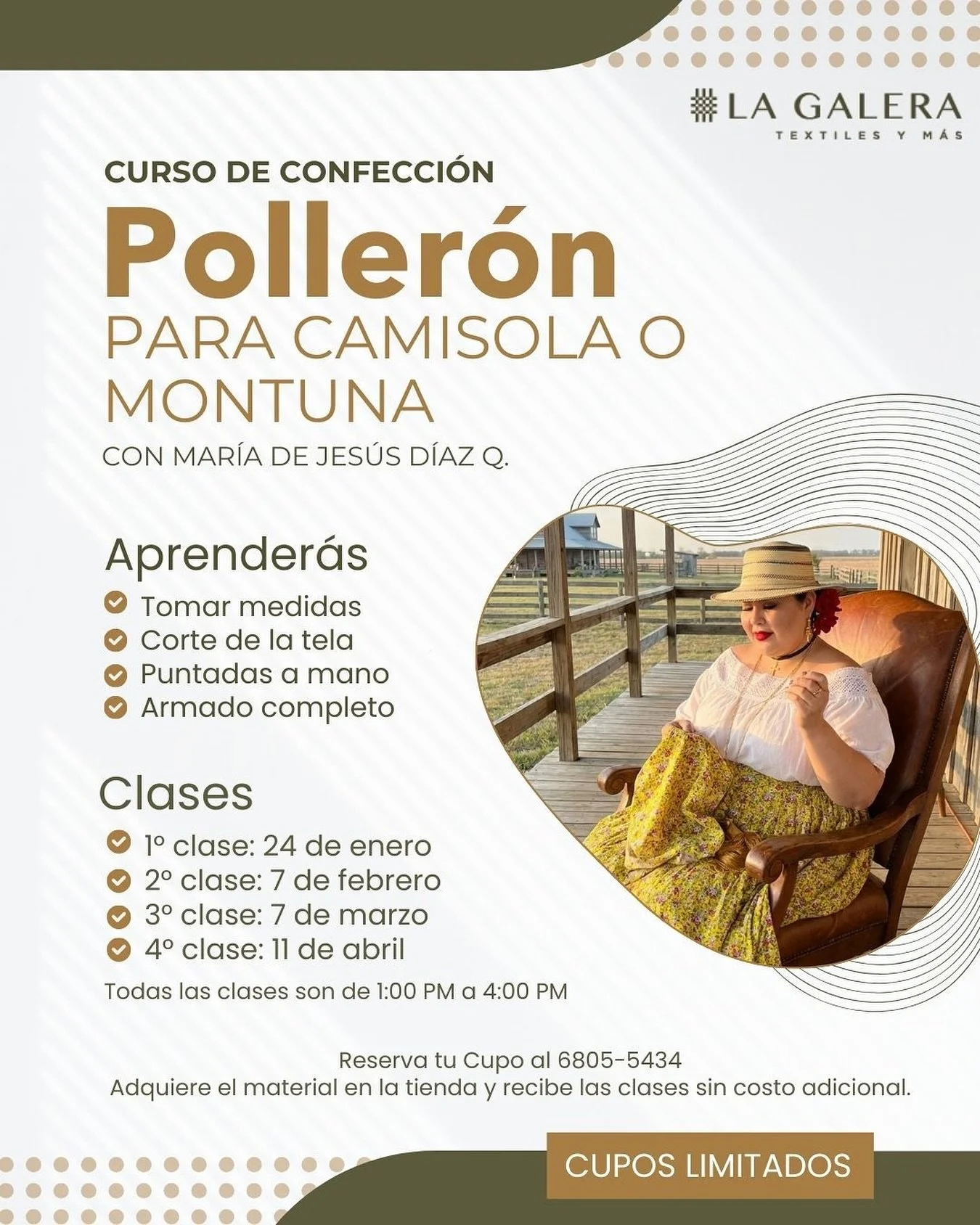 Curso de Confecci&oacute;n: Poller&oacute;n para Camisola o Montuna ✨ Aprende paso a paso a confeccionar un poller&oacute;n tradicional junto a @mariadejesusdiazq ✂️ desde la toma de medidas hasta el armado completo, con puntadas a mano y t&eacute;cn