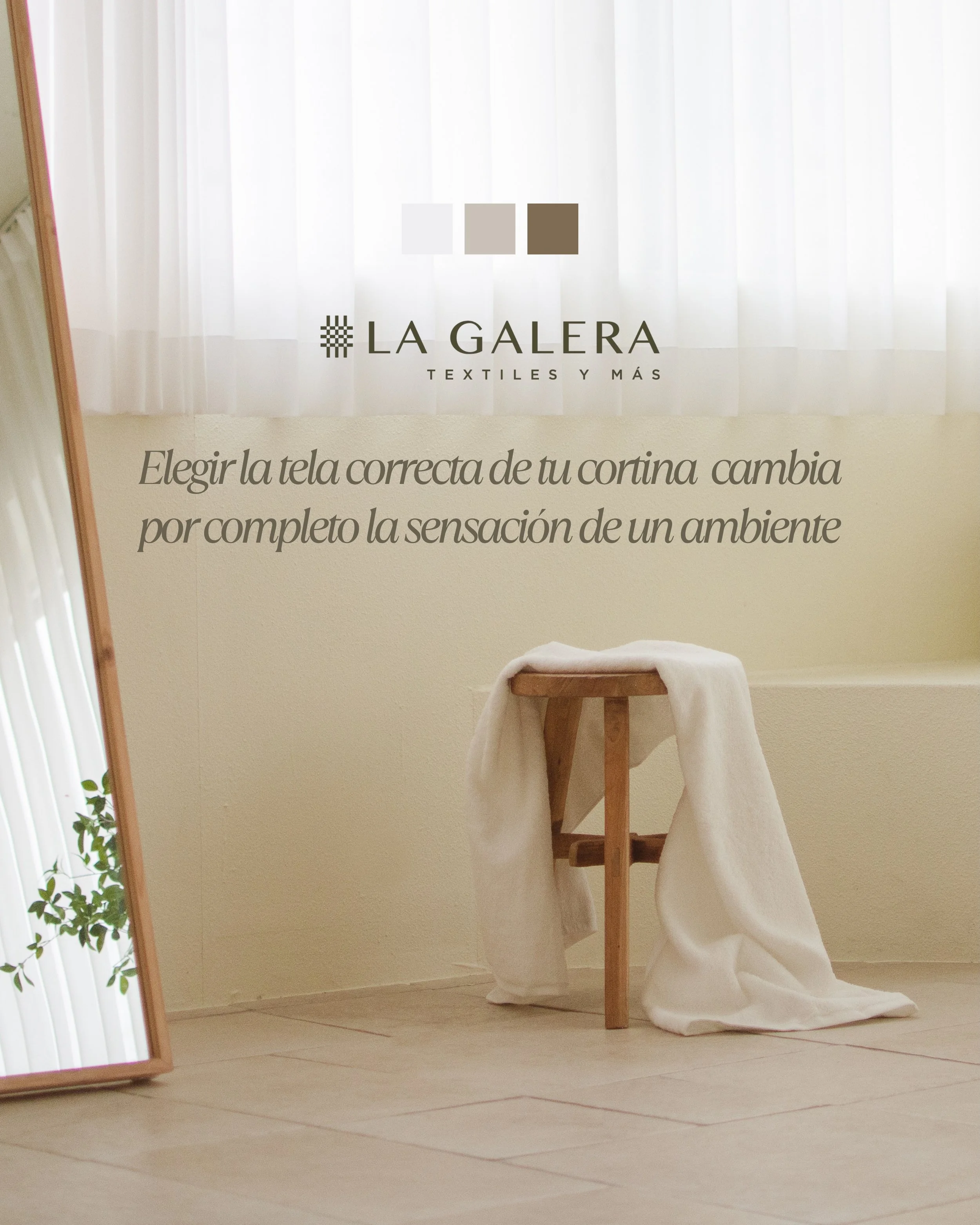 Una cortina puede cambiar por completo la energ&iacute;a de un espacio ✨. La elecci&oacute;n de la tela correcta aporta calidez, elegancia y armon&iacute;a a cada ambiente.

En La Galera te ayudamos a encontrar la opci&oacute;n ideal para transformar