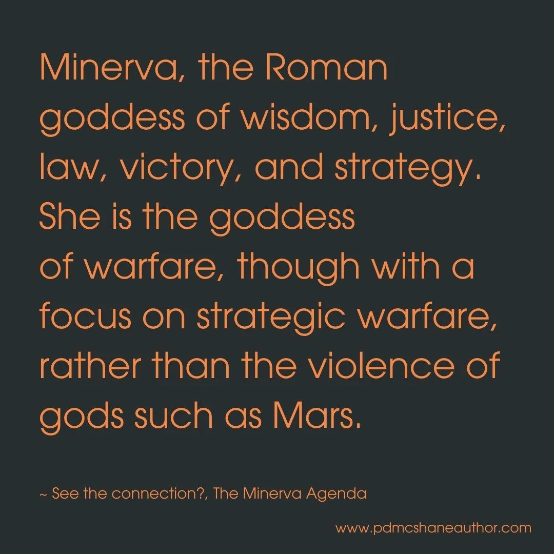 Minerva, the Roman goddess of wisdom, justice, law, victory, and strategy. She is the goddess
of warfare, though with a focus on strategic warfare, rather than the violence of gods such as Mars. 
See the connection?
Order your copy of The Minerva A