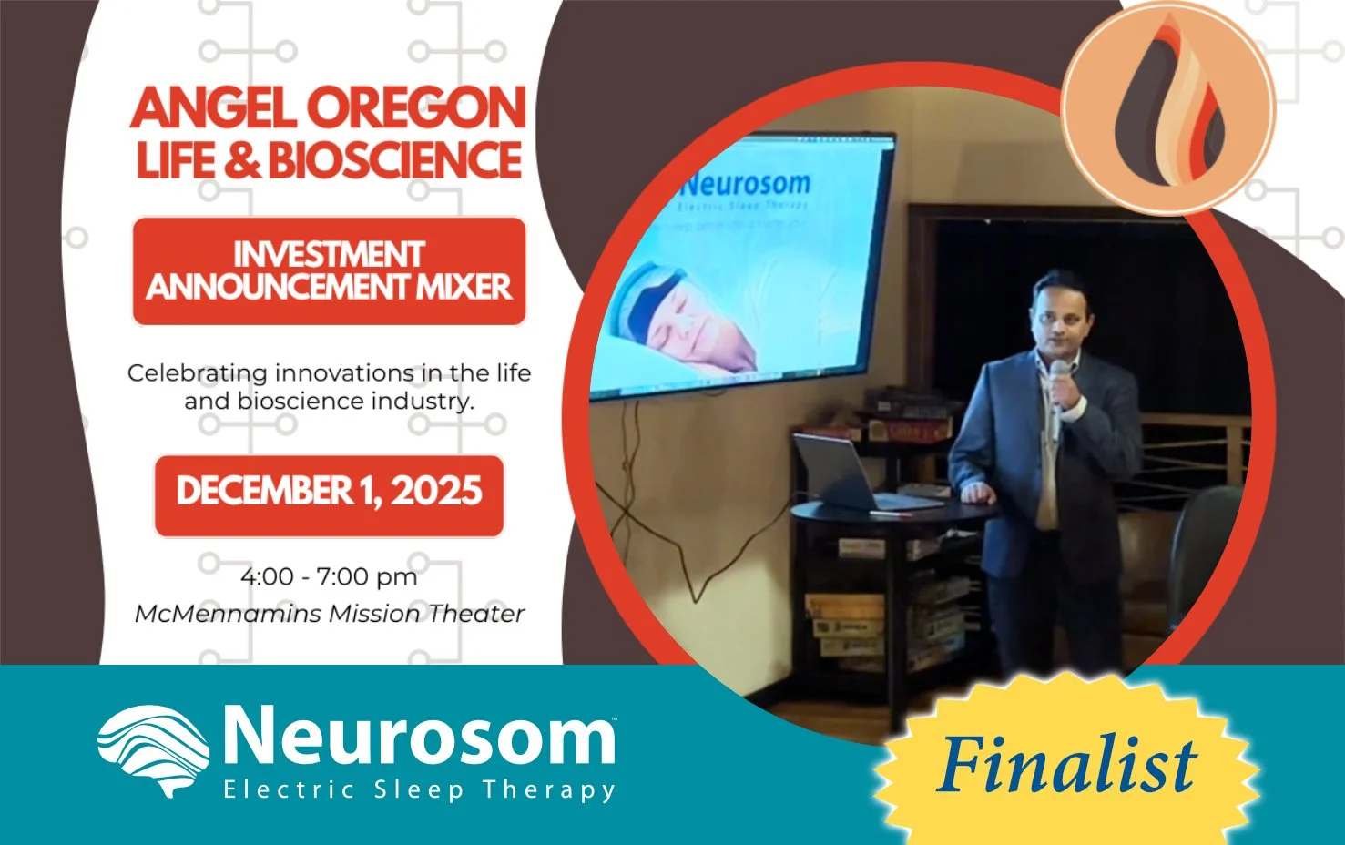 Neurosom is a finalist for the Angel Oregon Life and BioScience program.