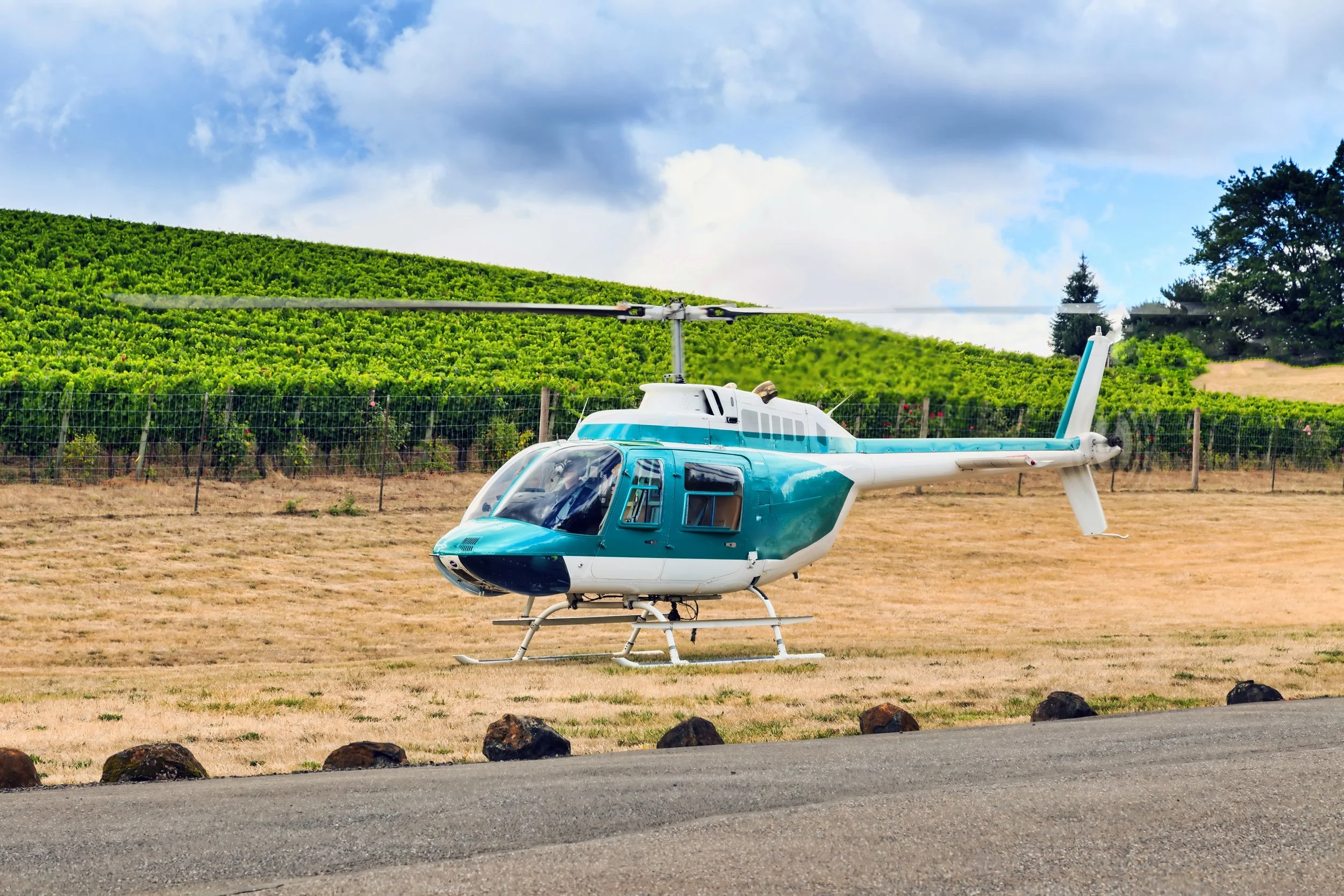 helicopter in vineyards