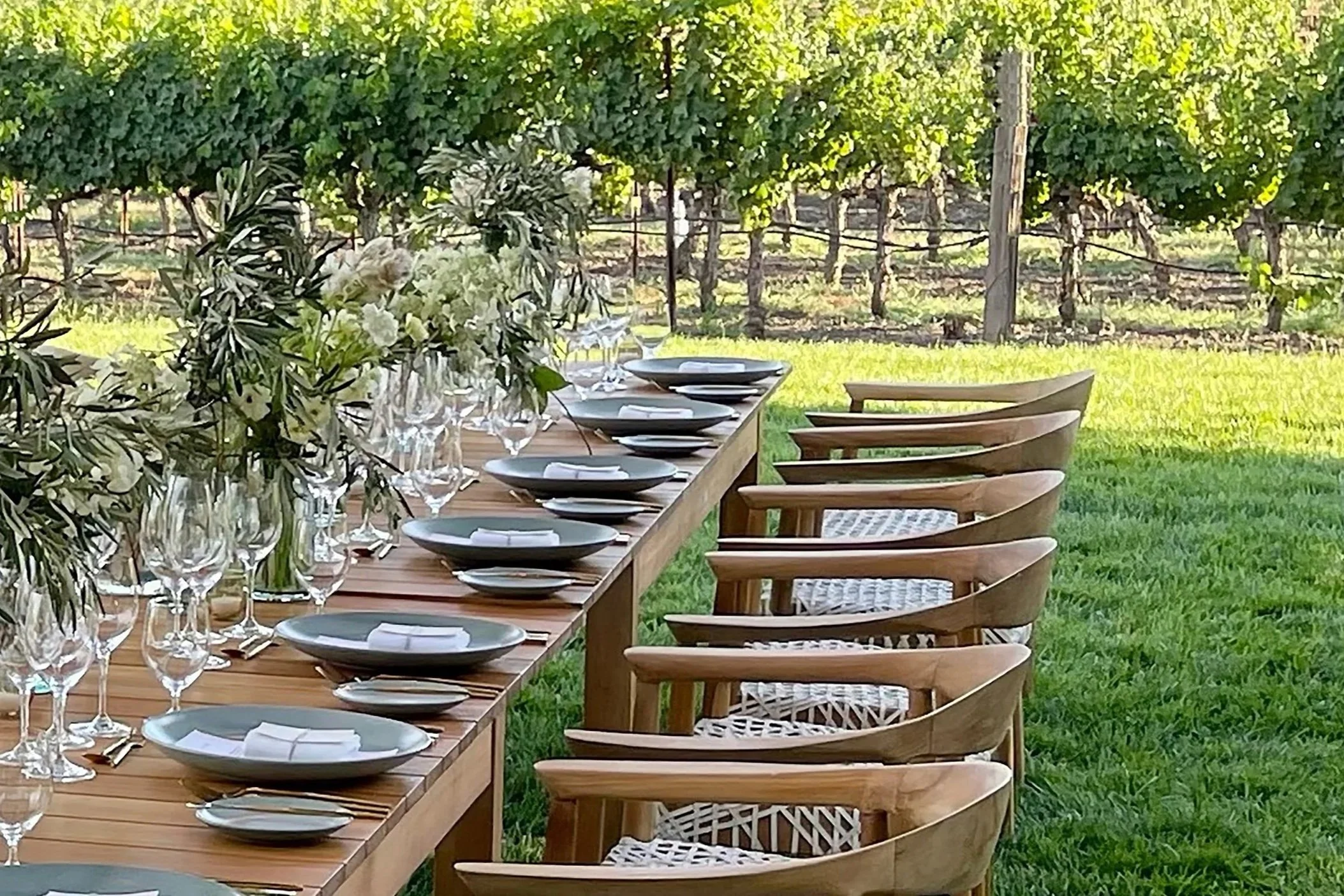 dining for lunch or dinner in a vineyard