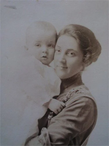 Claudia Caron and child