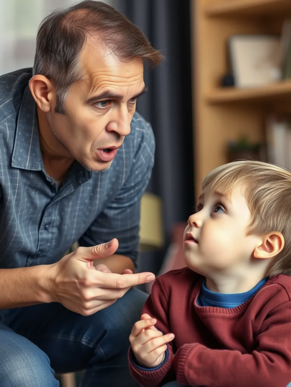 Parent talking seriously to a child
