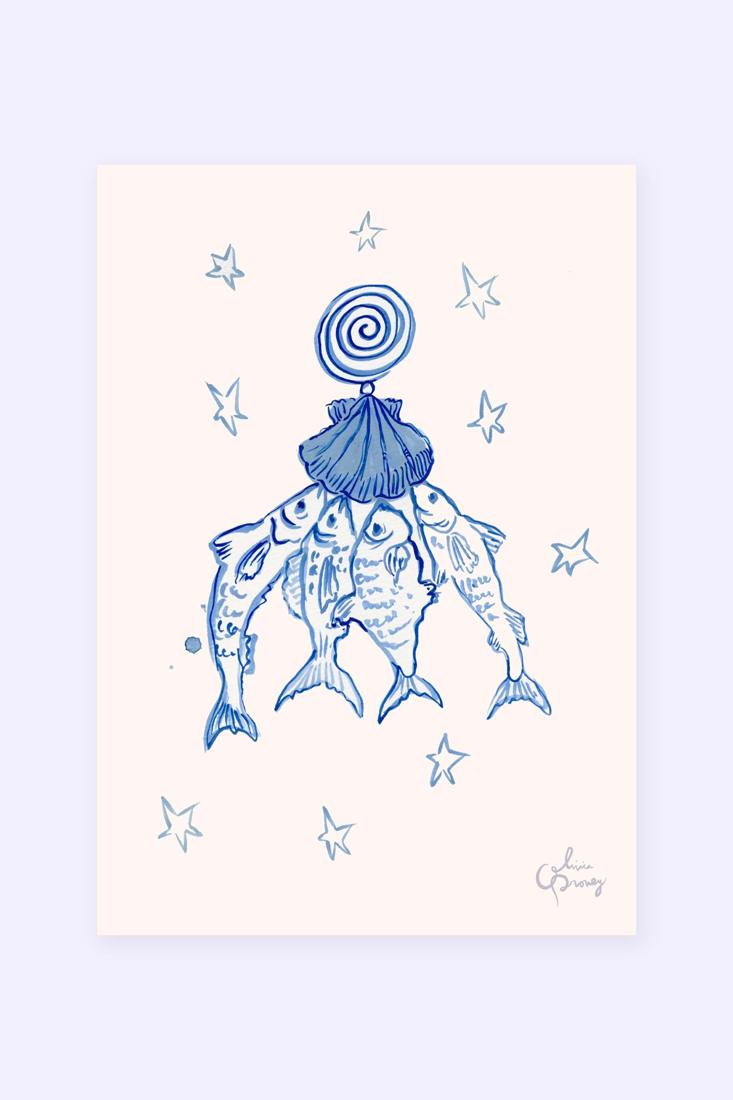 "Yves, the Fish and Stars " Print