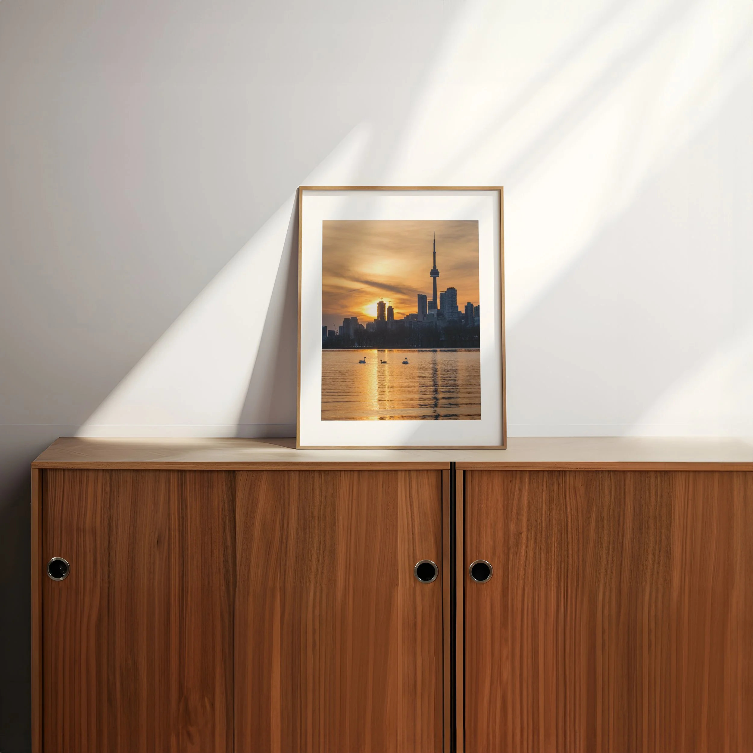 Toronto-Cityscape-CN-Tower-Golden-Sunset_4x5-frame-wooden-credenza-sunlight-0171 - SingleSmartObject.jpg
