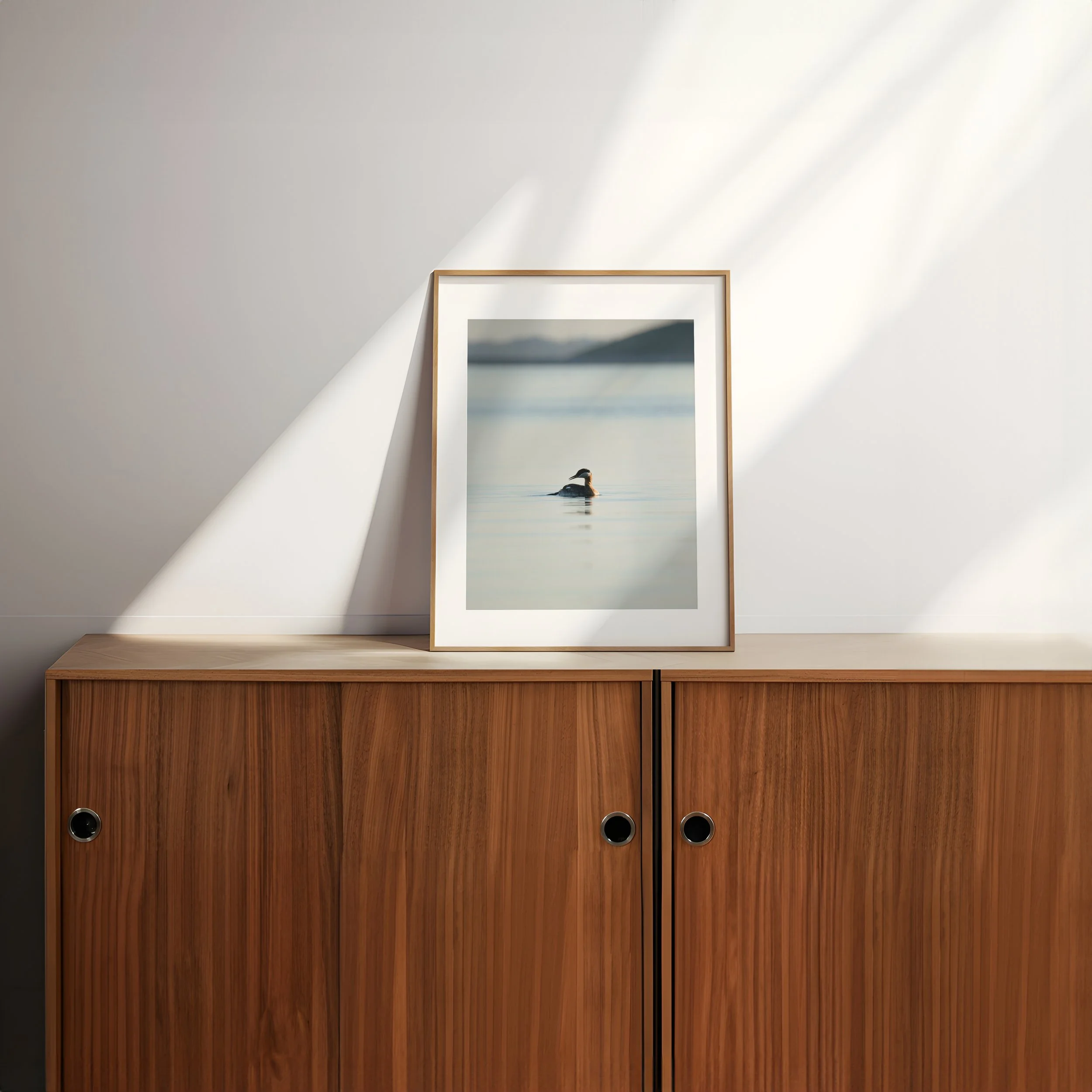 Minimalist-Photo-of-Rednecked-Grebe_4x5-frame-wooden-credenza-sunlight-0171 - SingleSmartObject.jpg